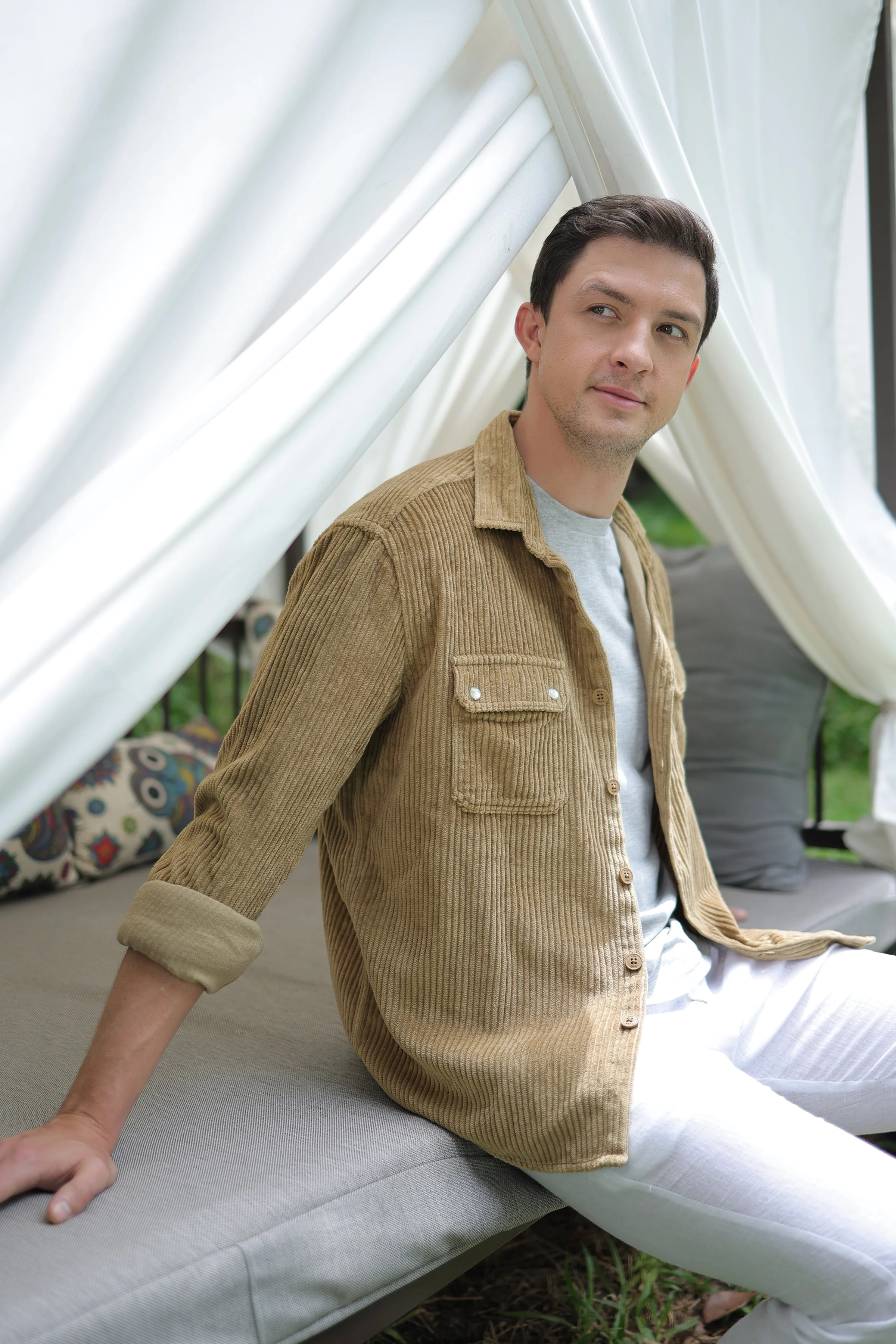 Men Nicholas Corduroy Shirt Mustard Style - Image 5