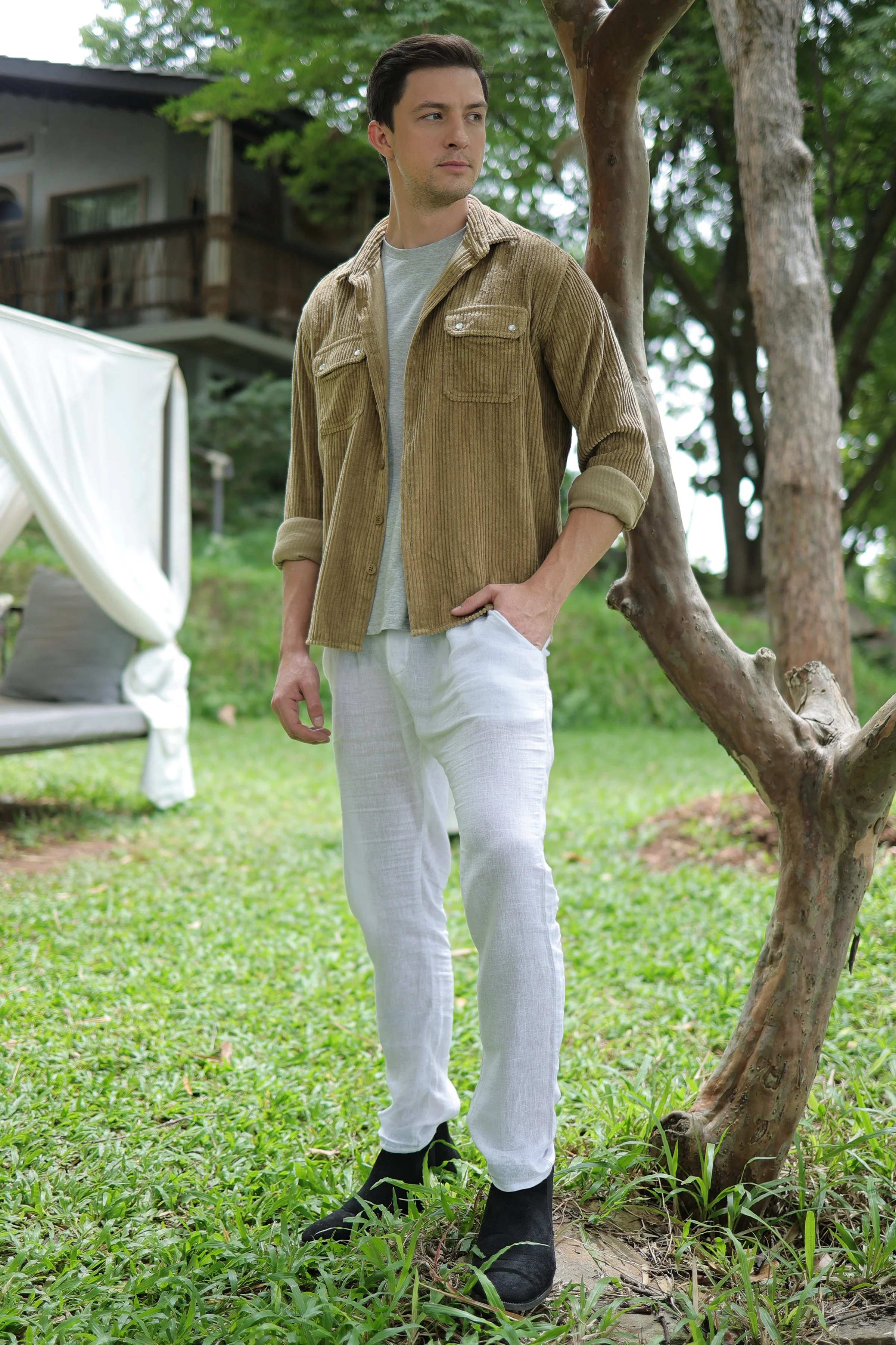 Men Nicholas Corduroy Shirt Mustard Style - Image 8