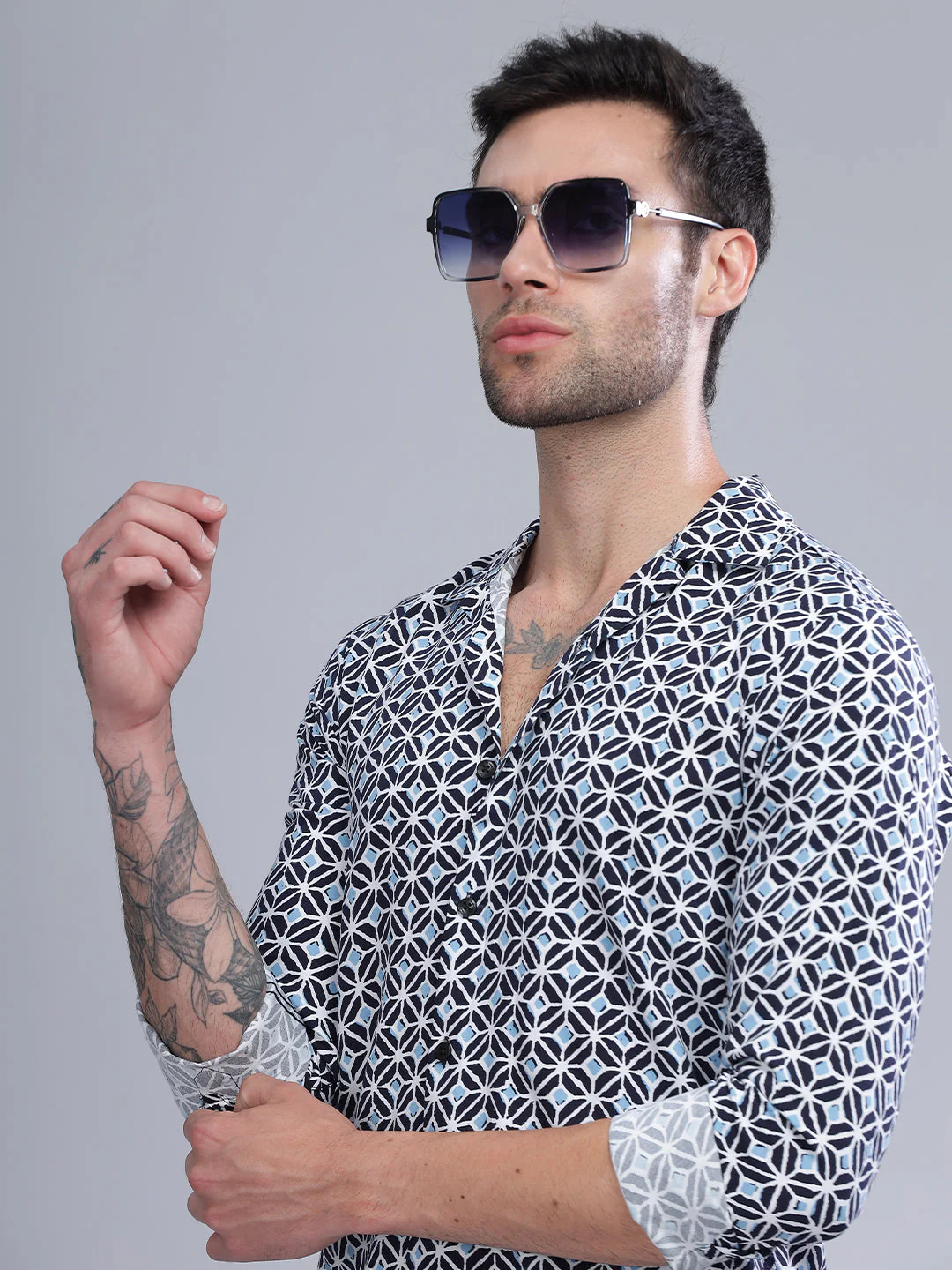 Men Nome Blue Rayon Shirt - Image 4
