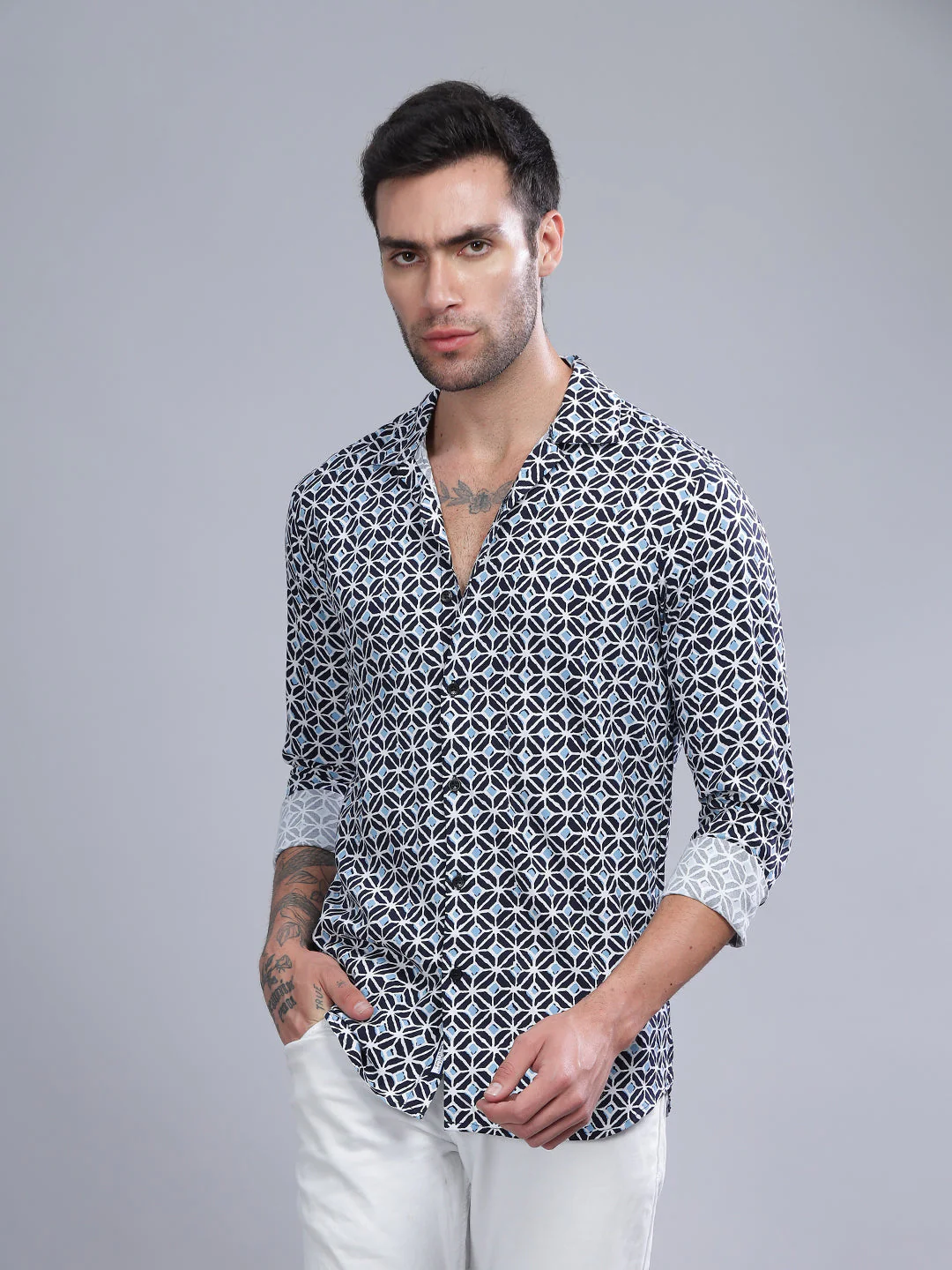 Men Nome Blue Rayon Shirt - Image 5