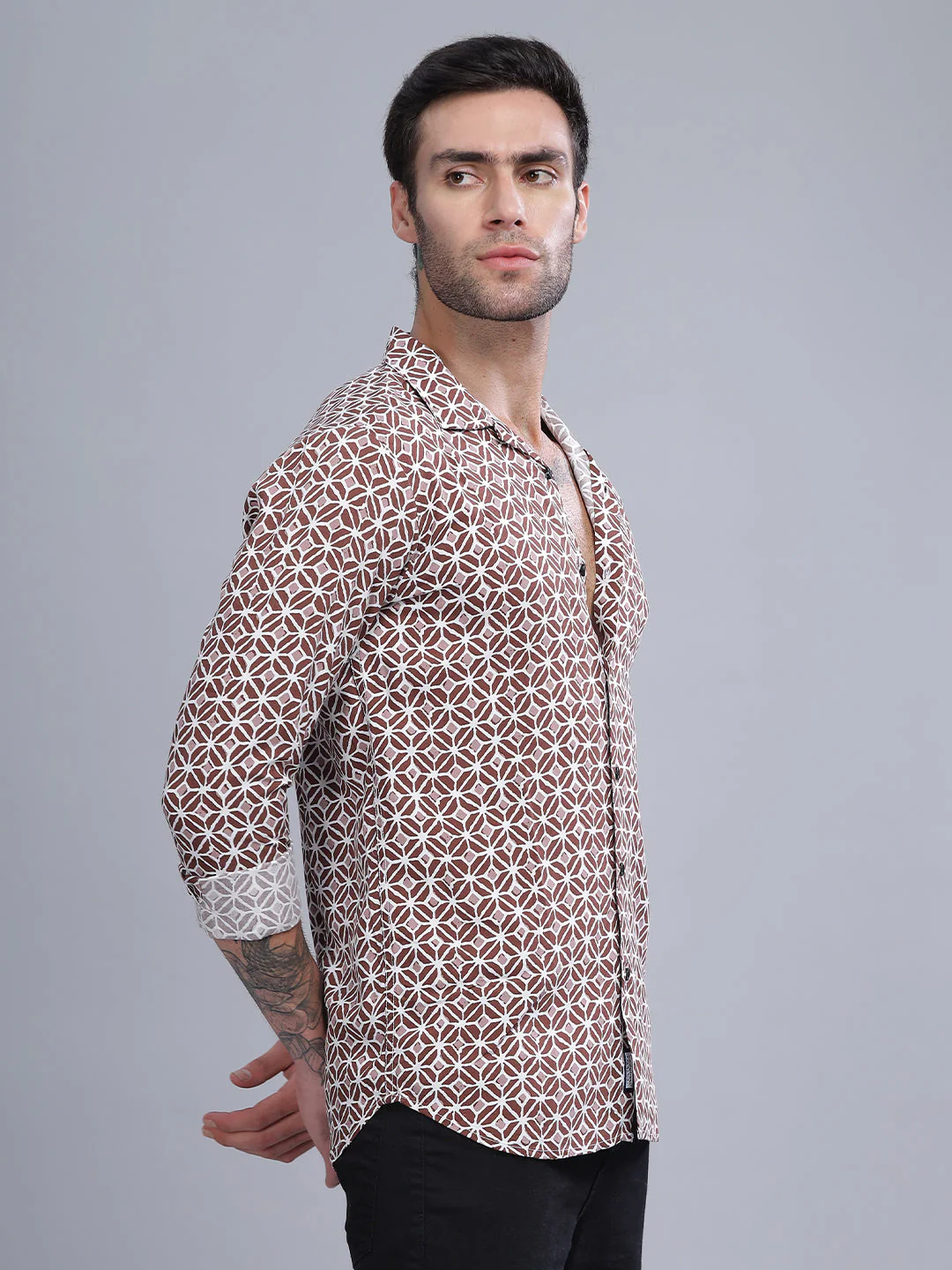 Men Nome Brown Rayon Shirt - Image 5