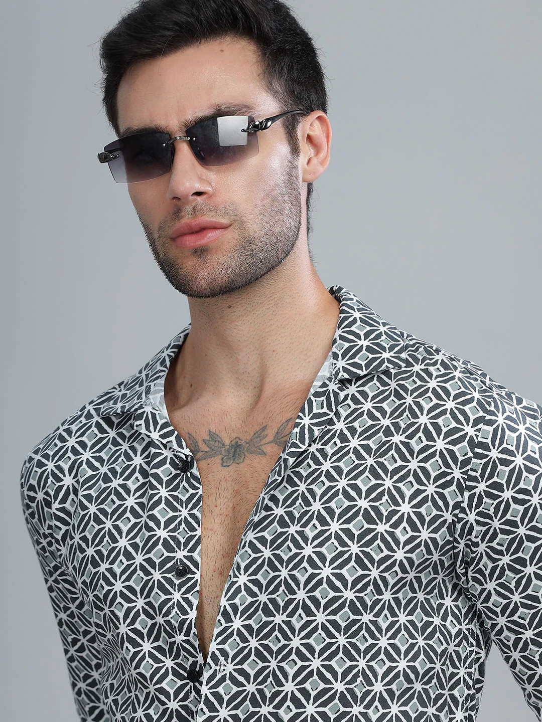Men Nome Green Rayon Shirt - Image 4