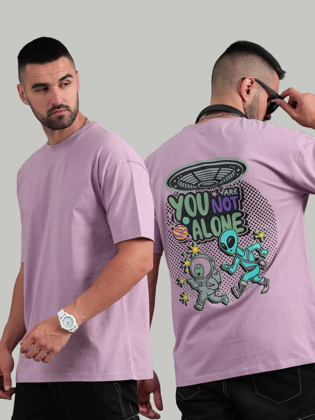 Men Not Alone Mauve Oversized T-Shirt - Image 2