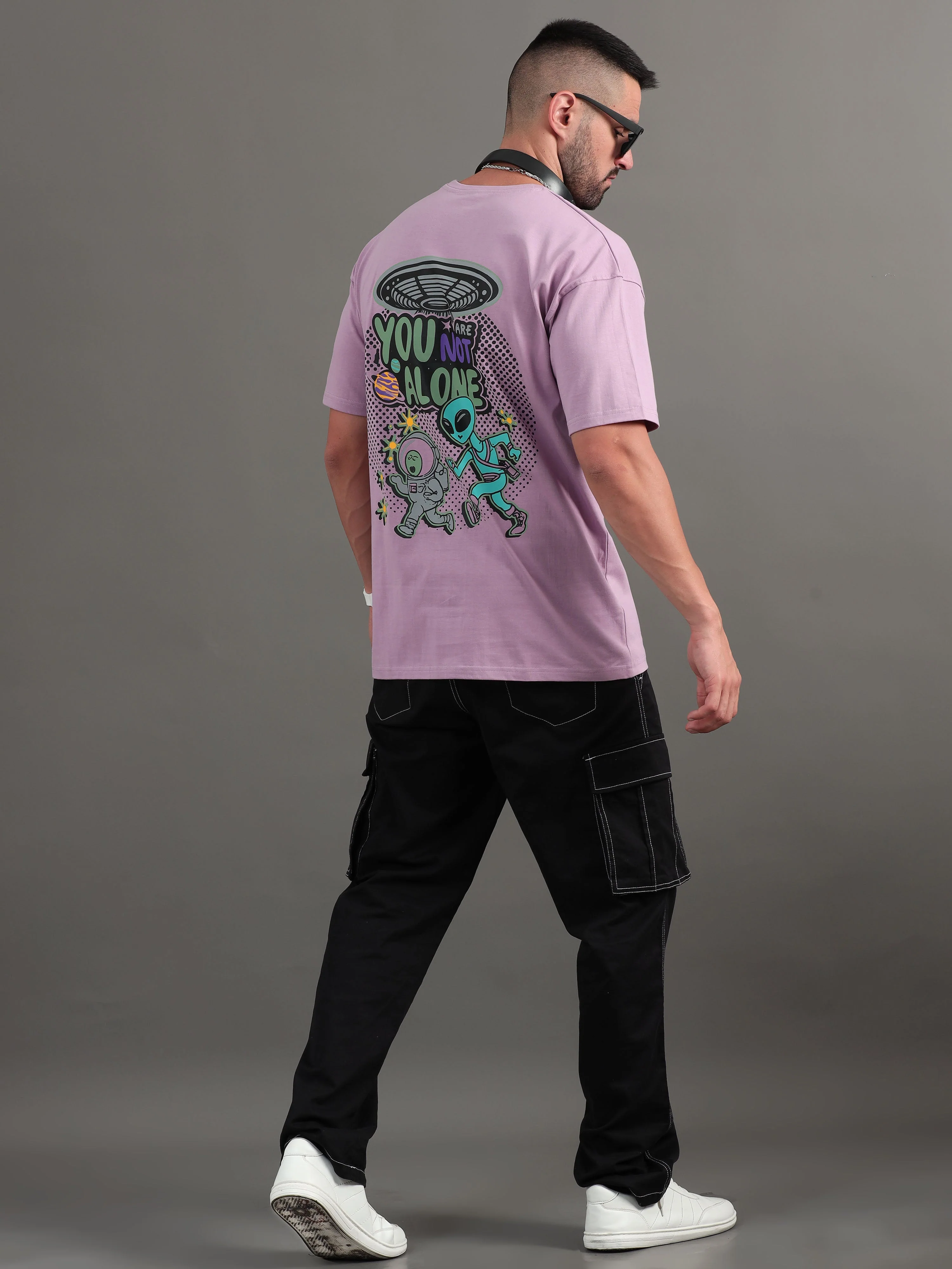 Men Not Alone Mauve Oversized T-Shirt - Image 5