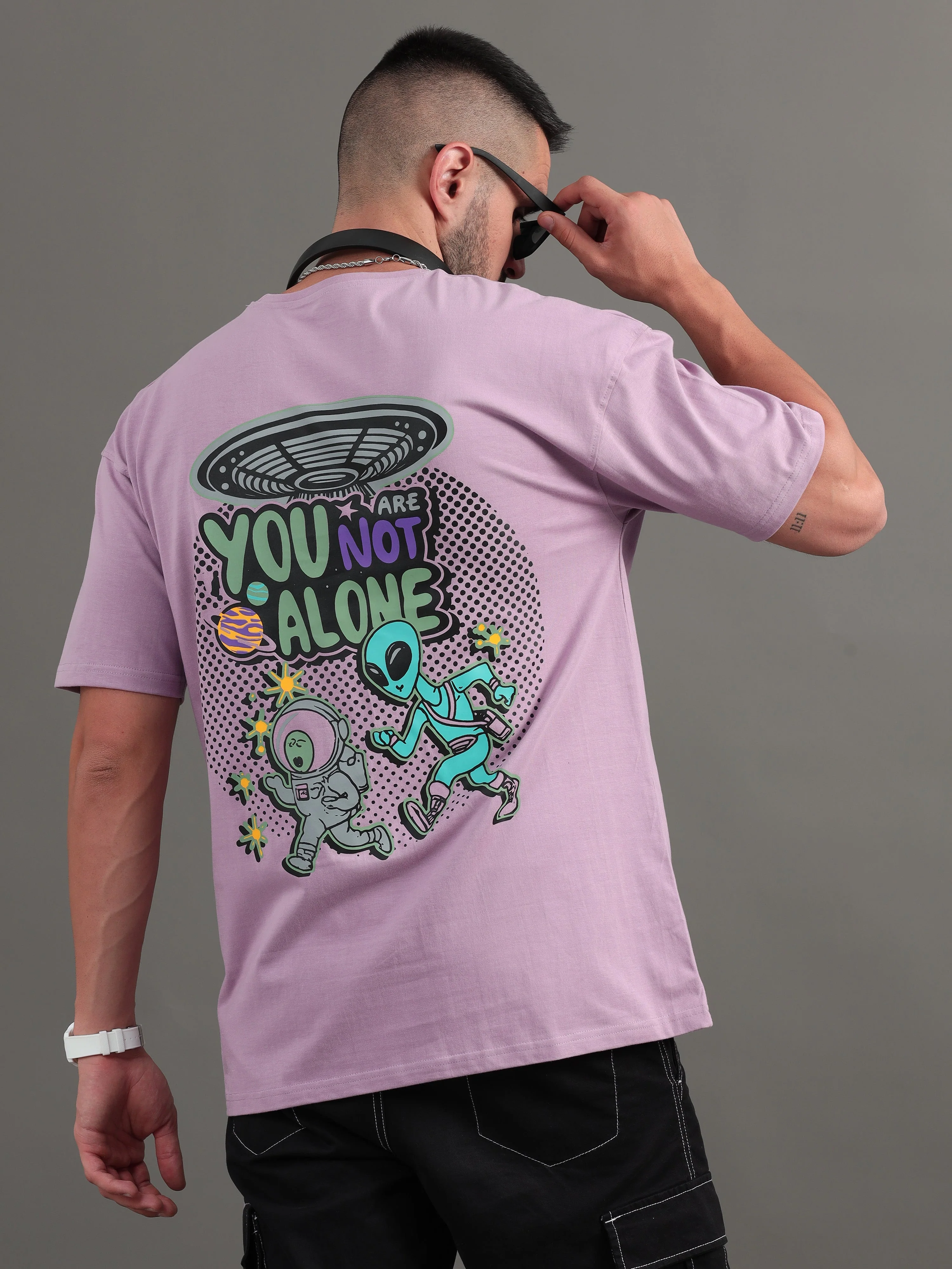 Men Not Alone Mauve Oversized T-Shirt - Image 6