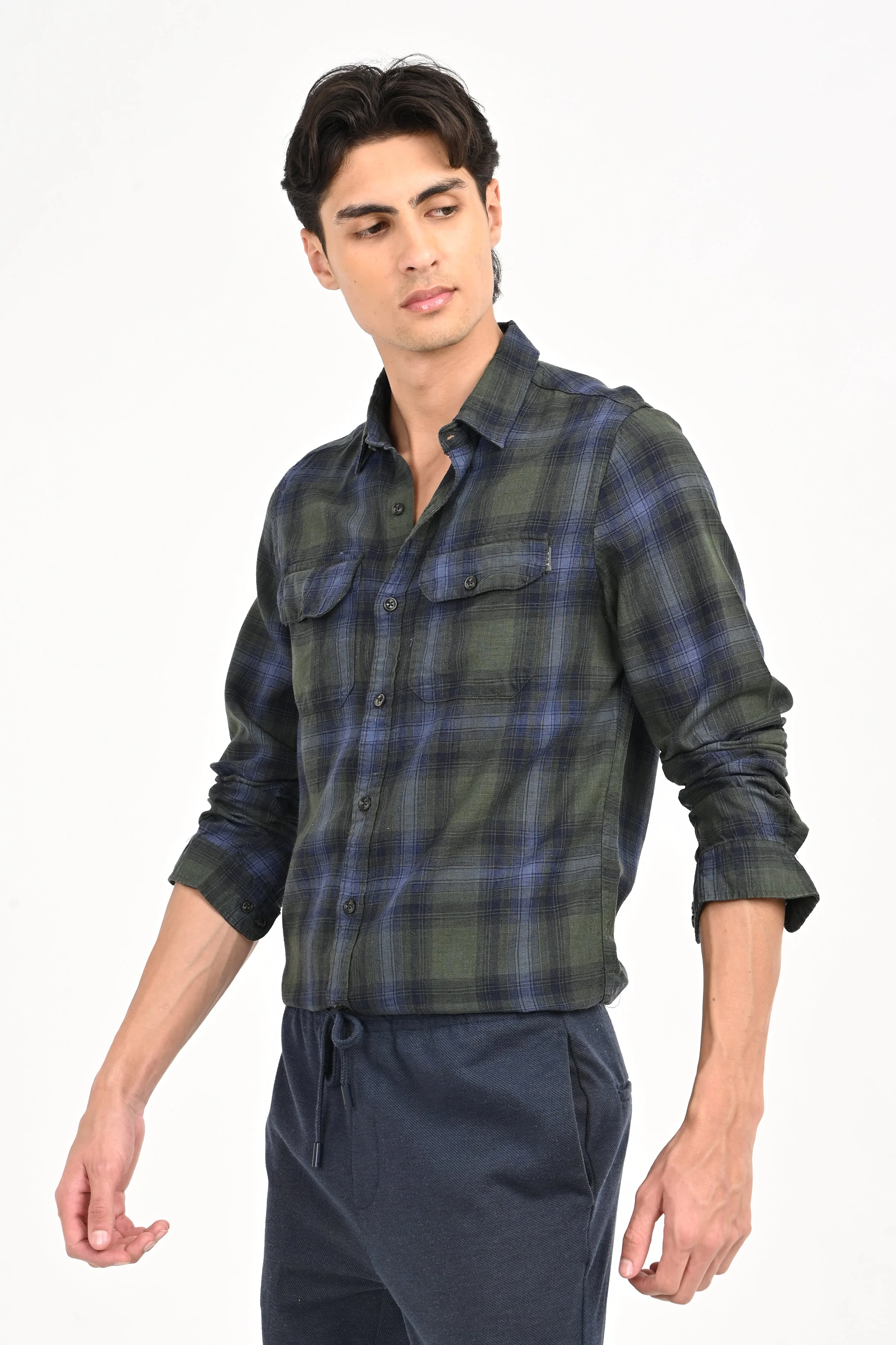 Men Nova Textured Check Shirt - Image 2