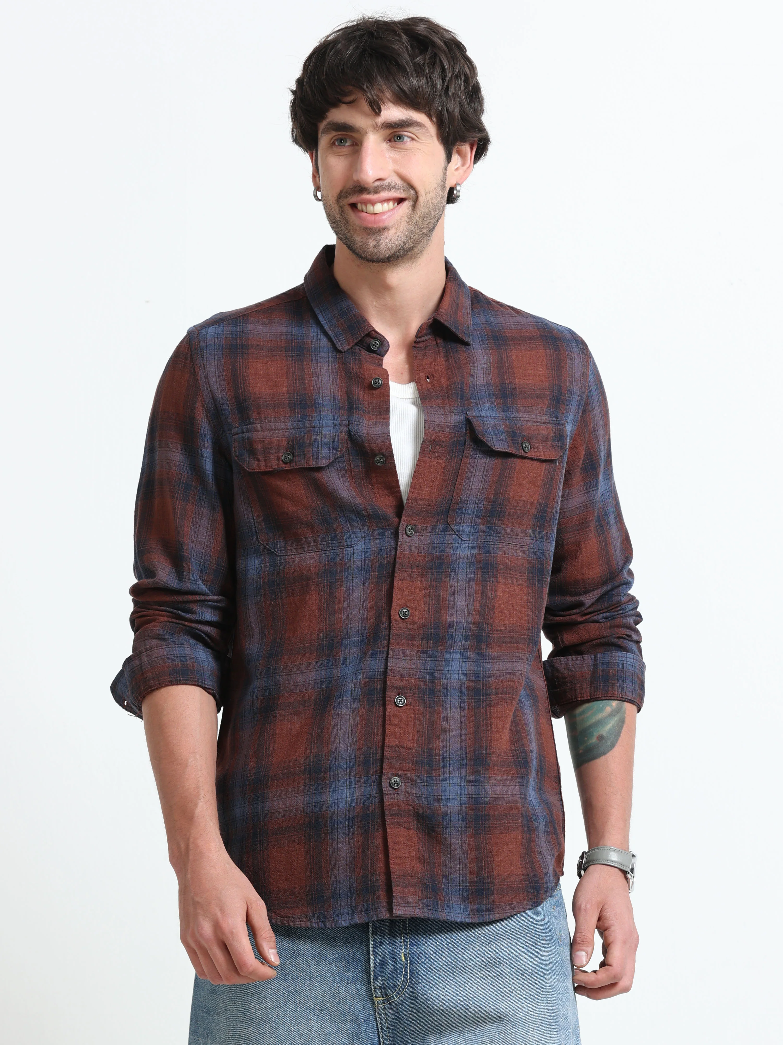 Men Nova Textured Check Shirt