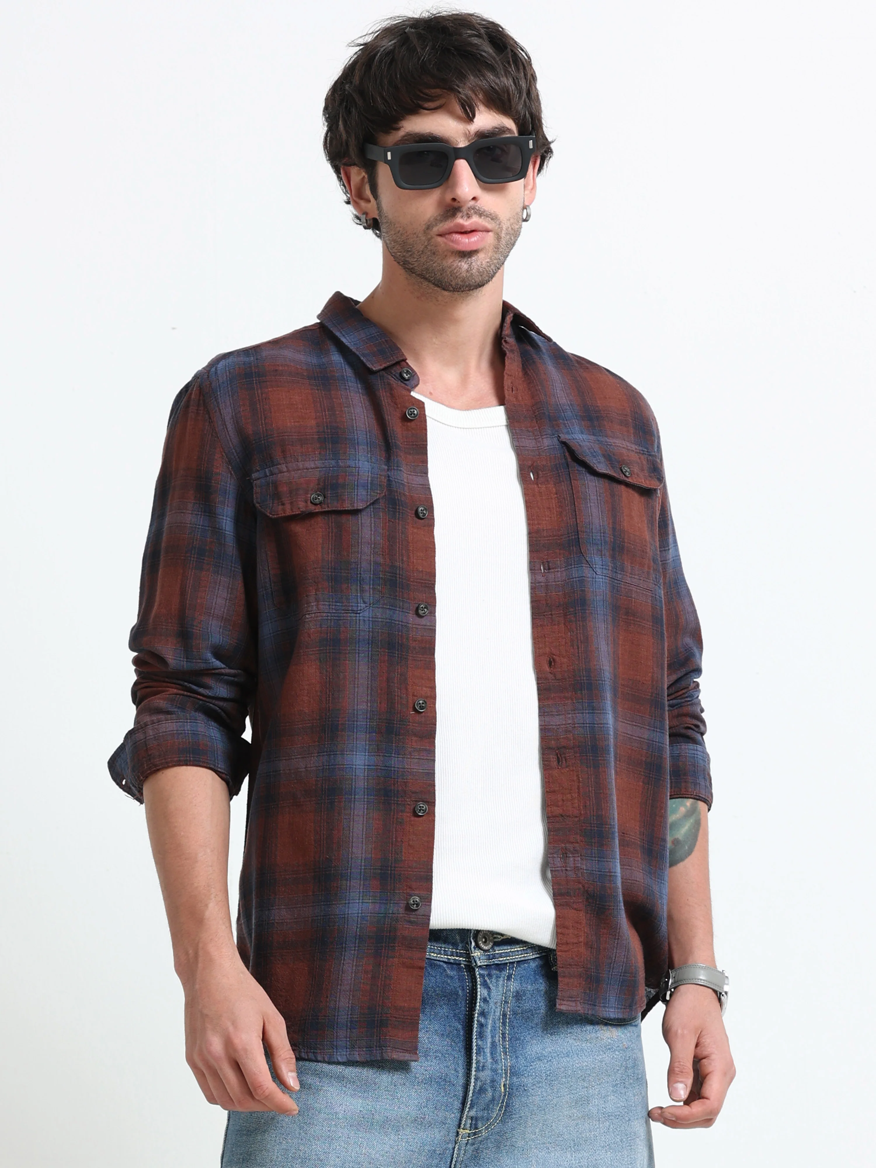 Men Nova Textured Check Shirt - Image 4