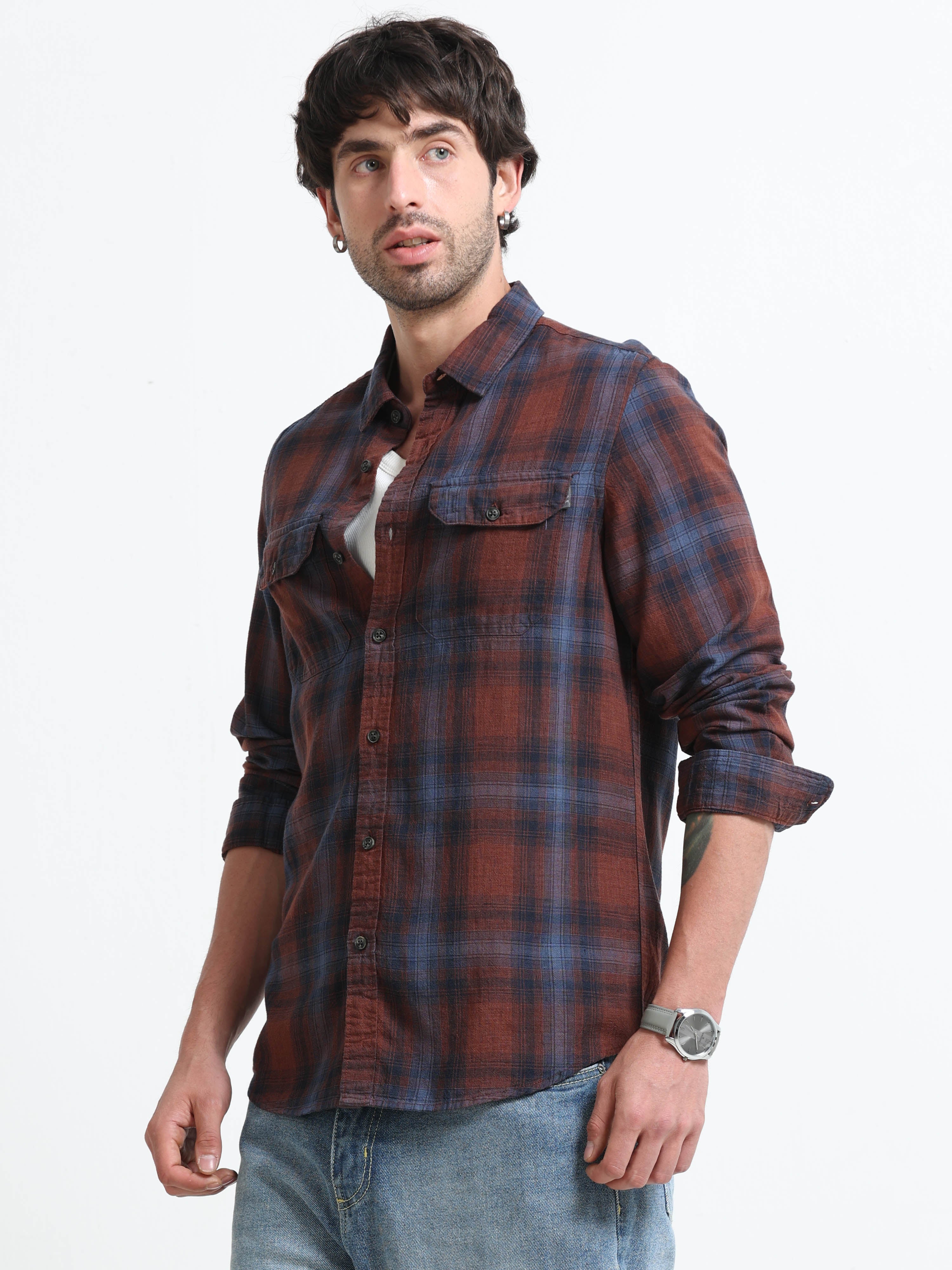 Men Nova Textured Check Shirt - Image 5