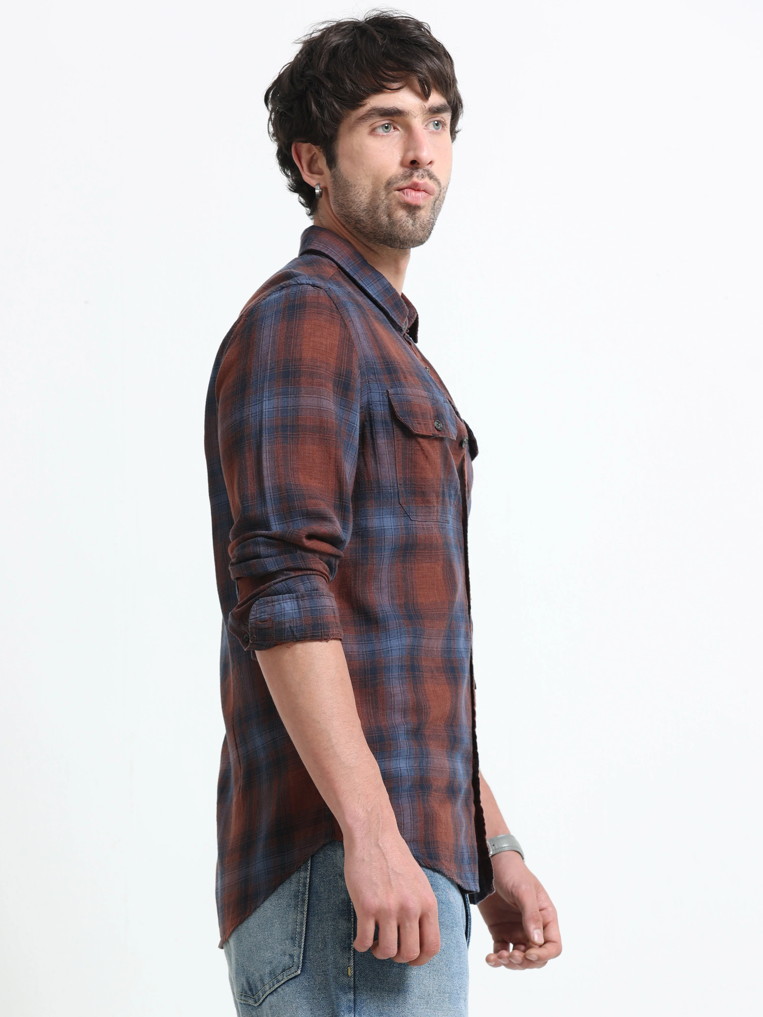 Men Nova Textured Check Shirt - Image 6