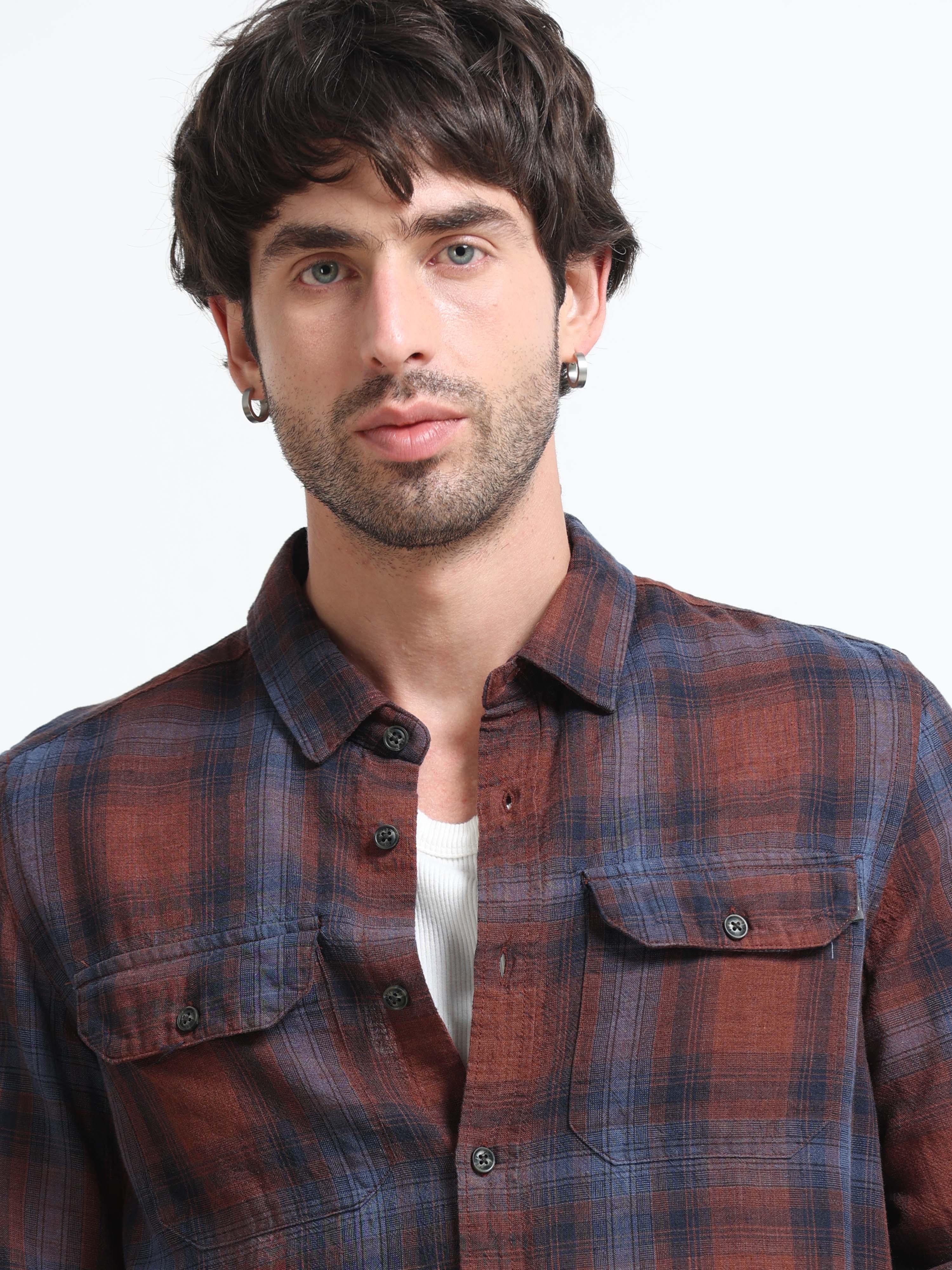 Men Nova Textured Check Shirt - Image 8