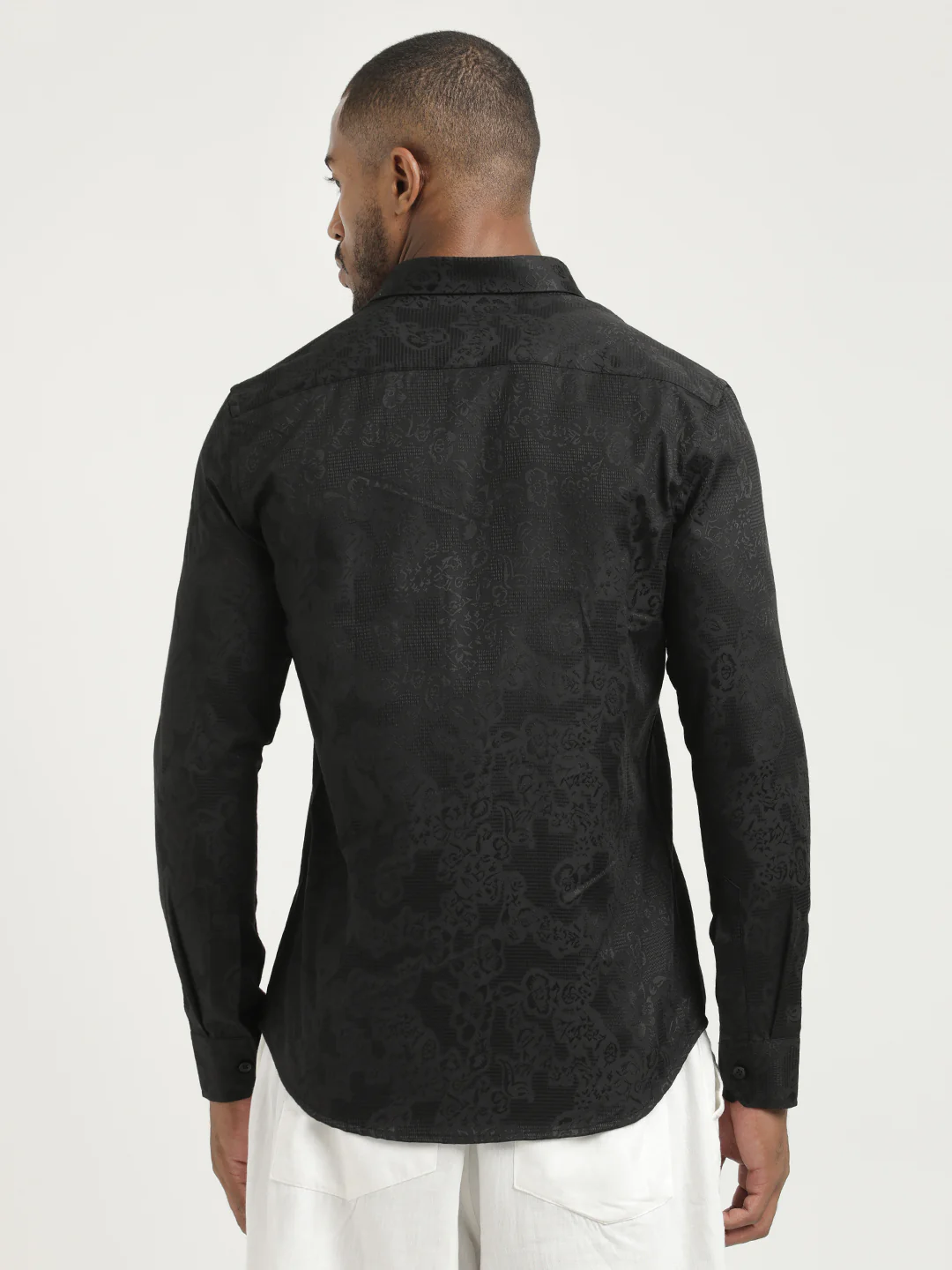Men Nylon Self-Design Shirt - Image 3