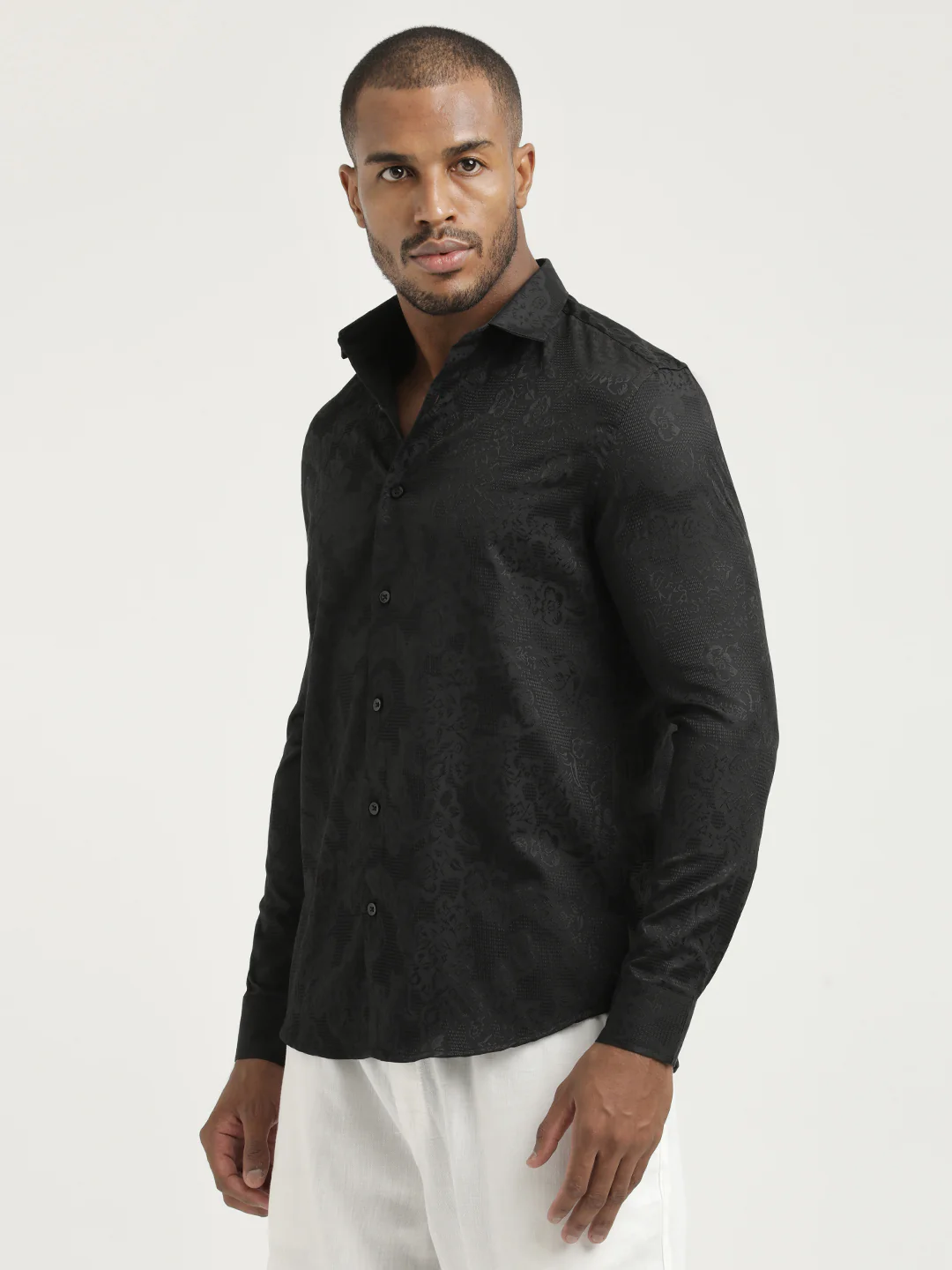 Men Nylon Self-Design Shirt - Image 4