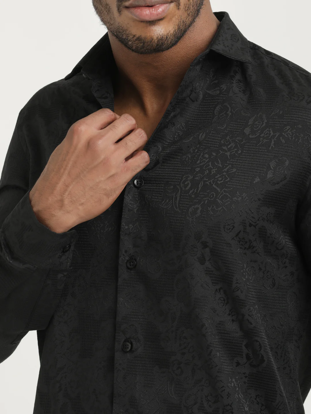 Men Nylon Self-Design Shirt - Image 5