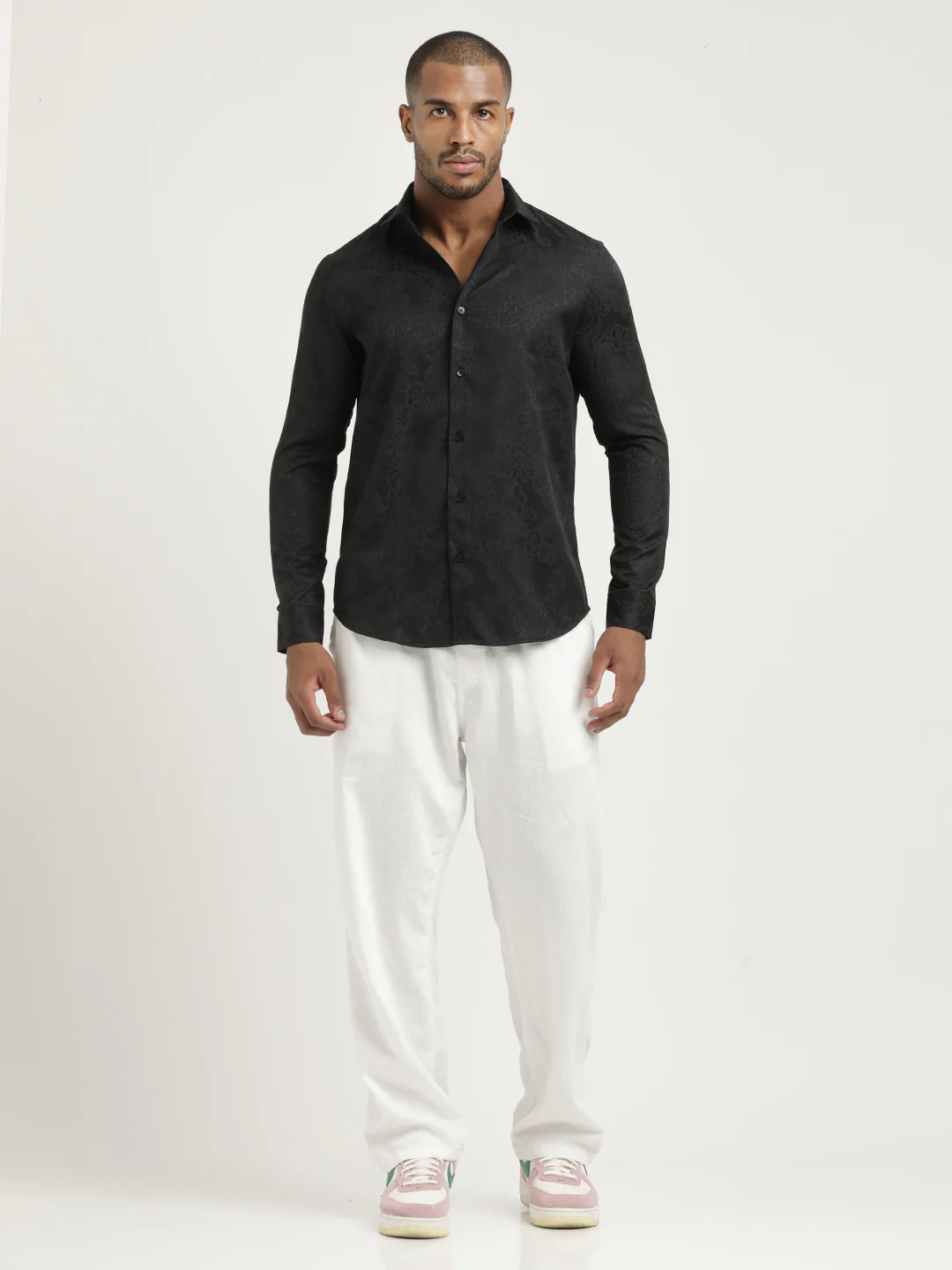 Men Nylon Self-Design Shirt - Image 6