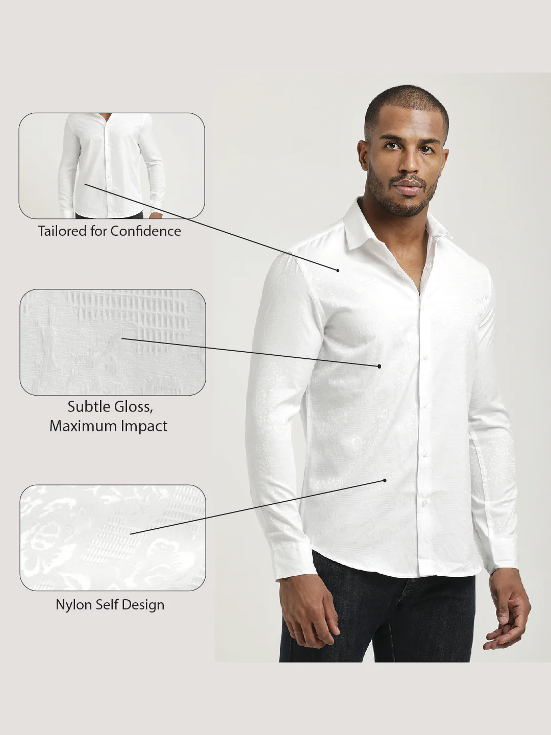 Men Nylon Self-Design Shirt - Image 2