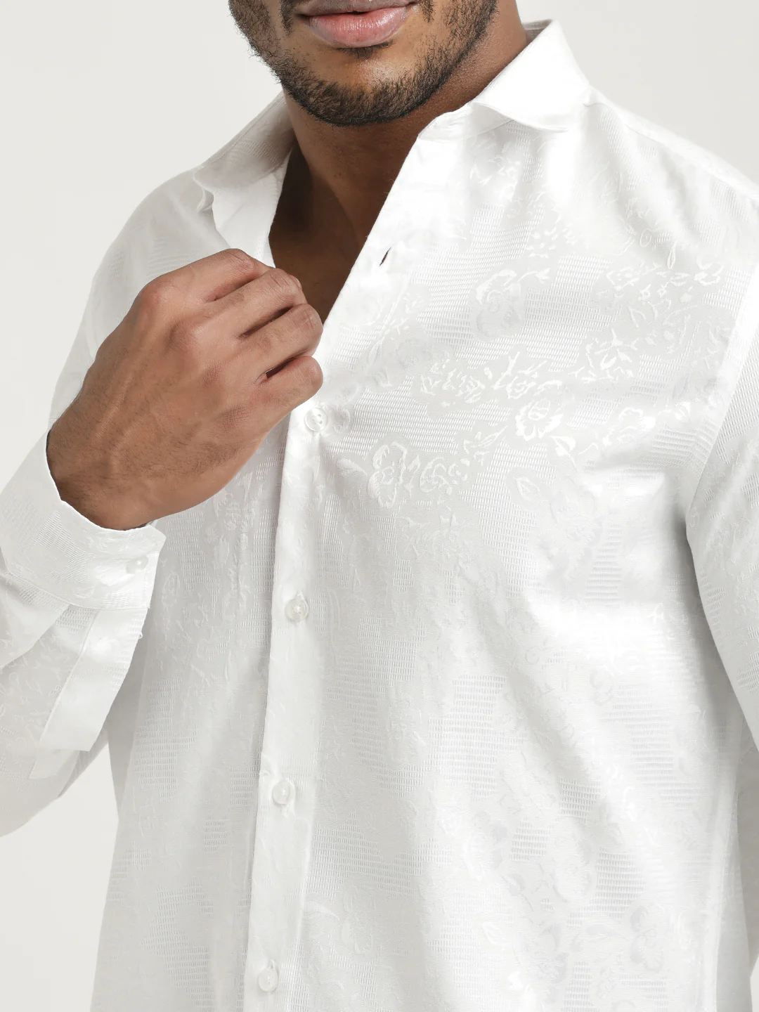 Men Nylon Self-Design Shirt - Image 3