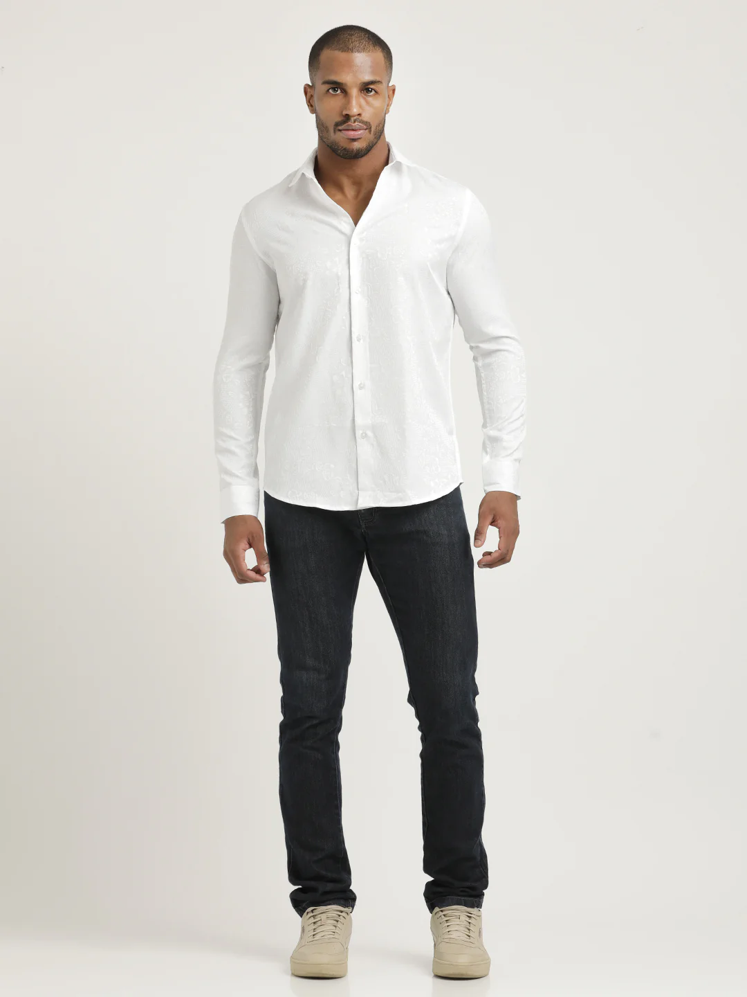 Men Nylon Self-Design Shirt - Image 4
