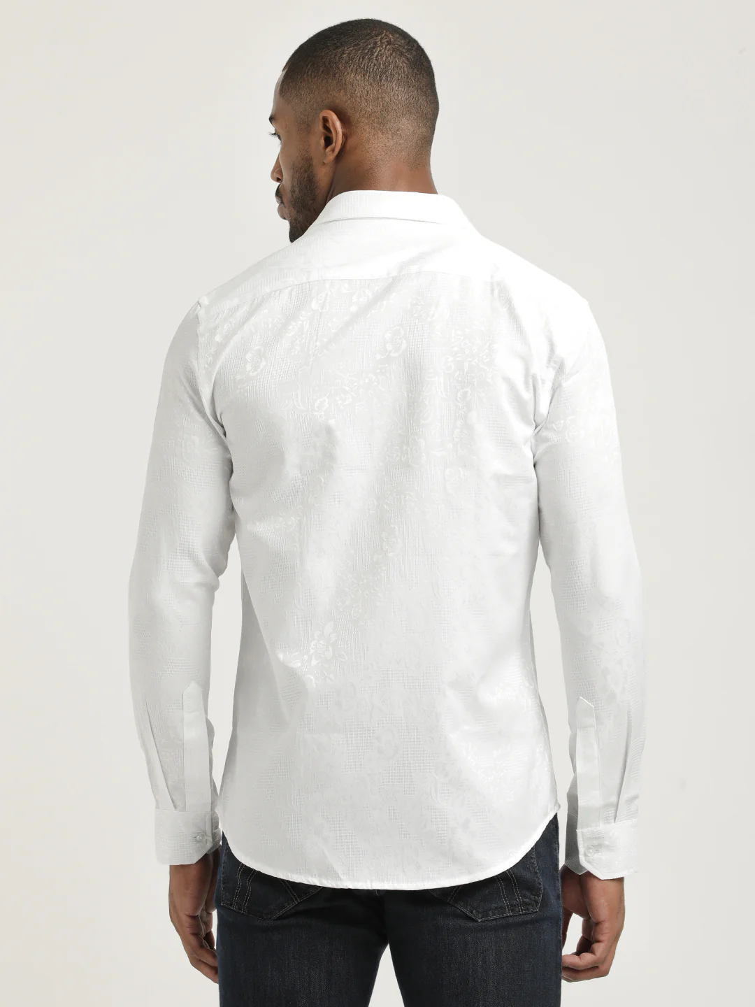 Men Nylon Self-Design Shirt - Image 6