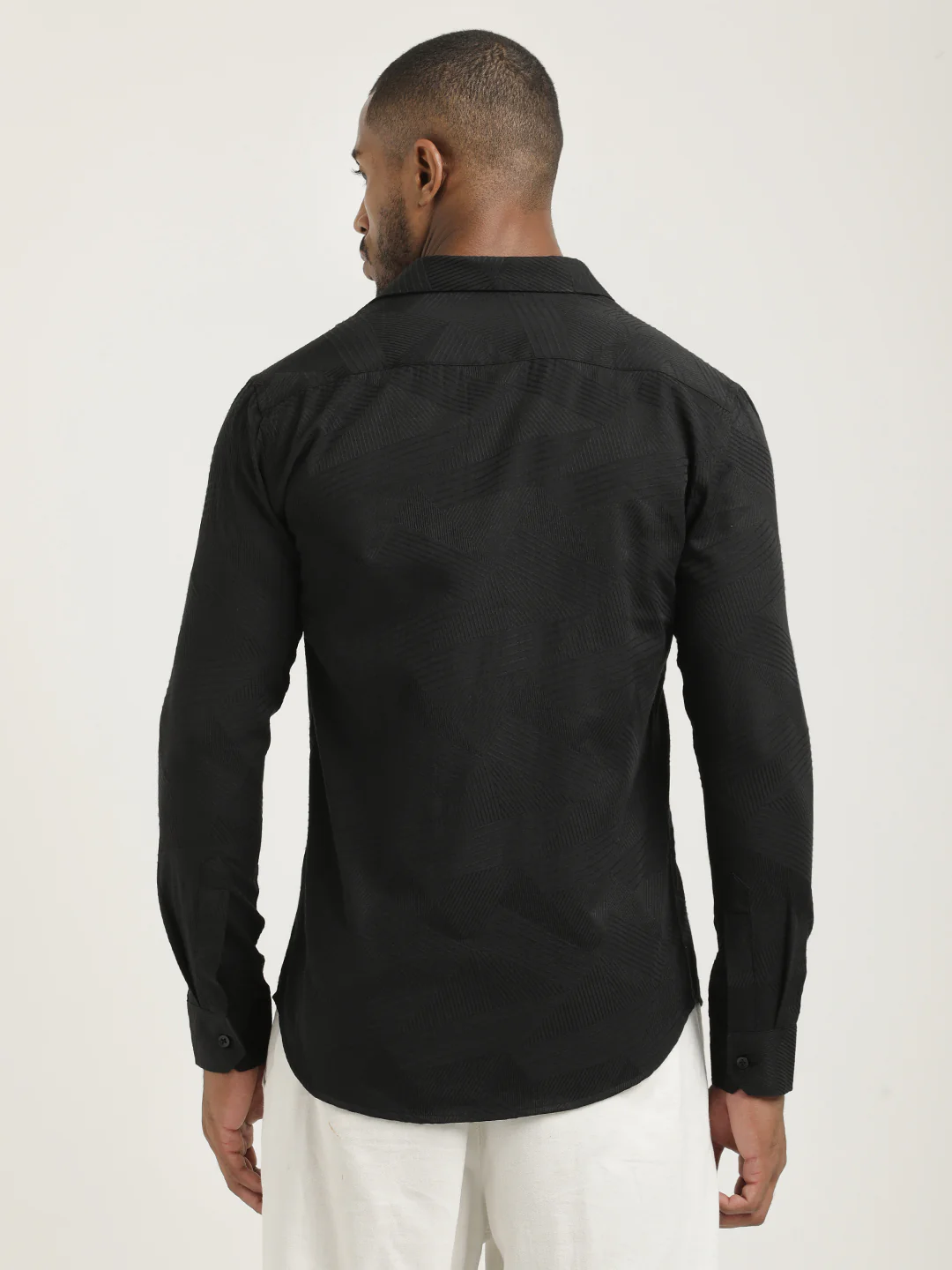 Men Nylon Self-Design Shirt - Image 3