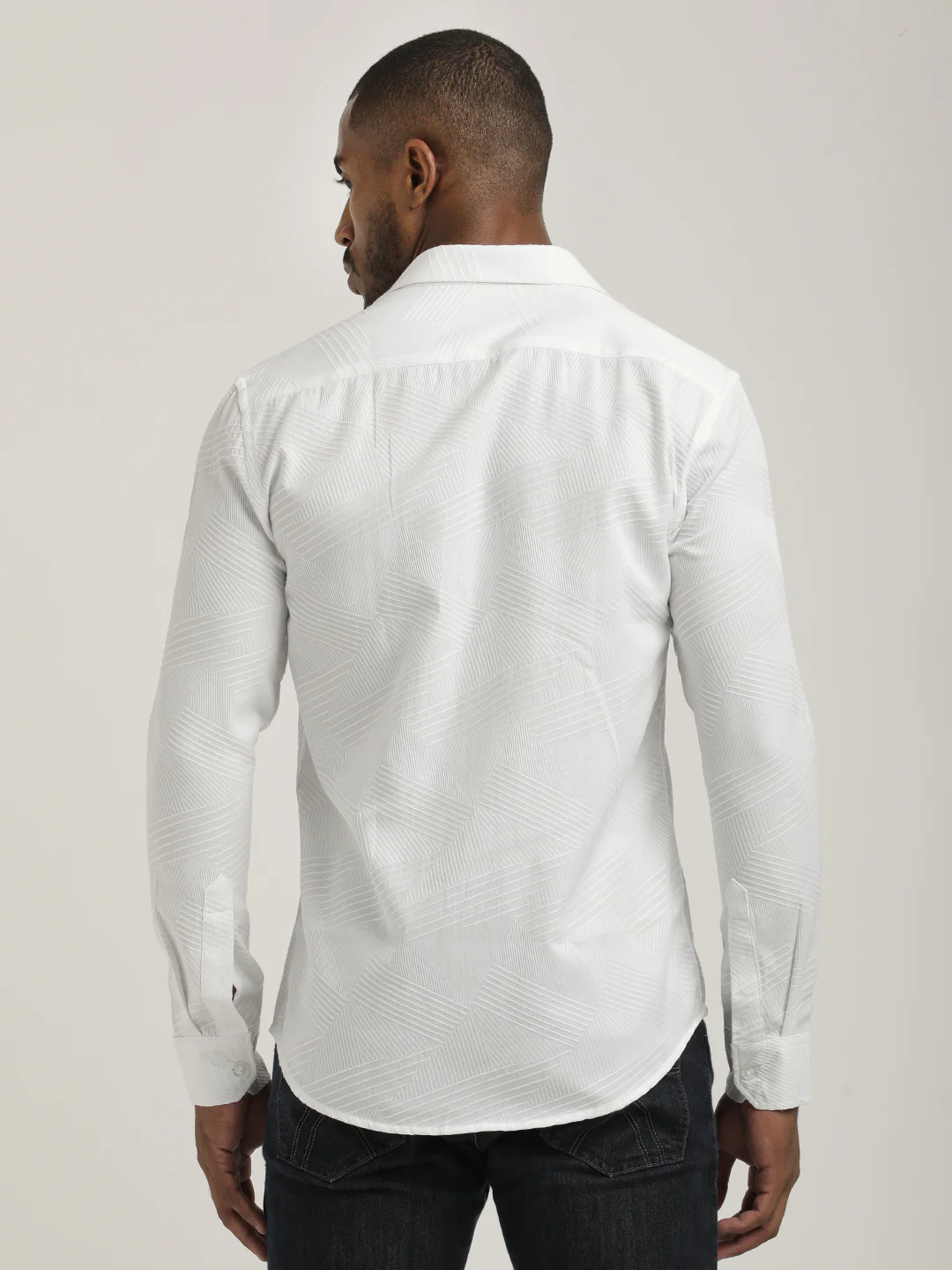 Men Nylon Self-Design Shirt - Image 3