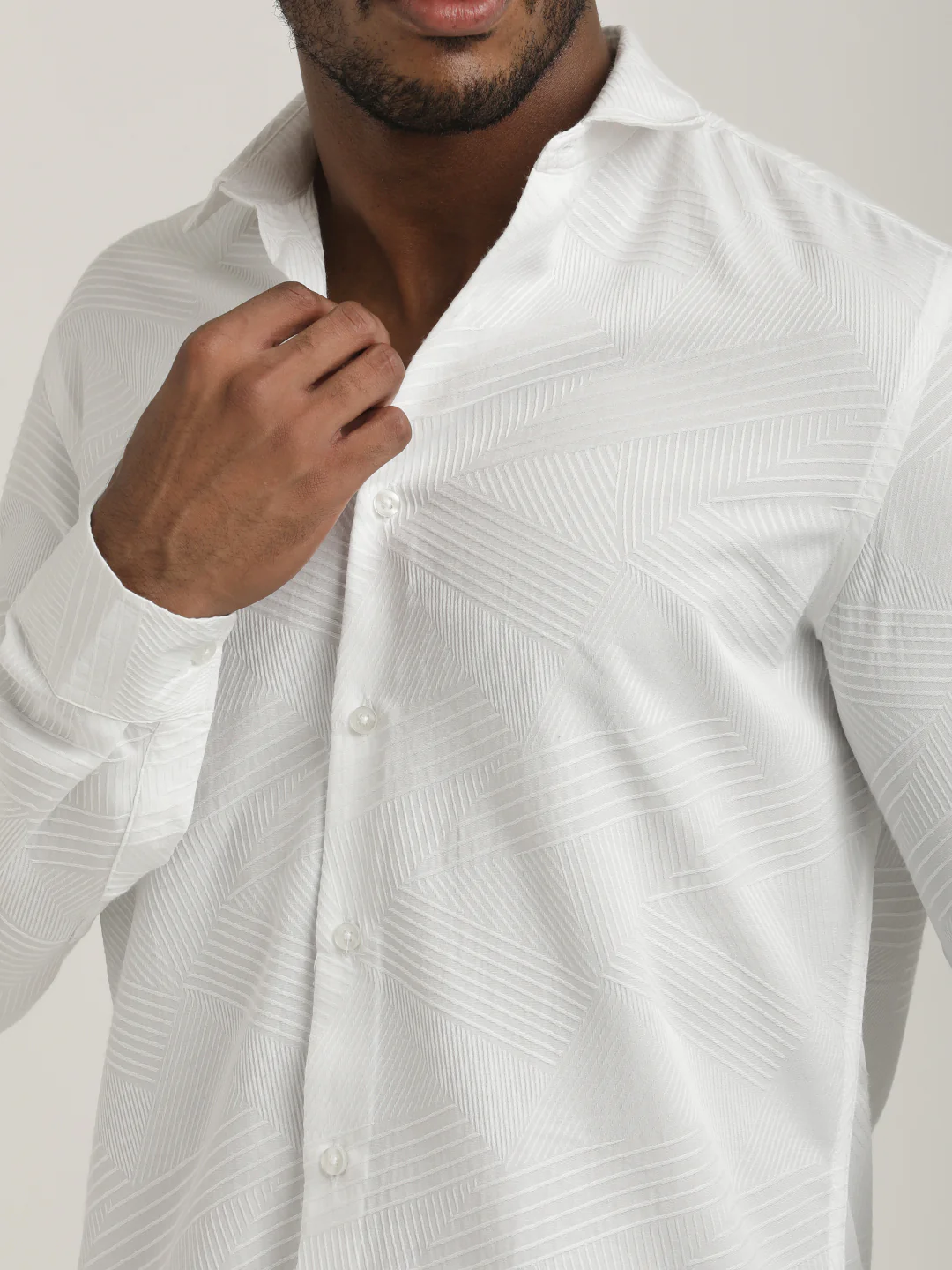 Men Nylon Self-Design Shirt - Image 5