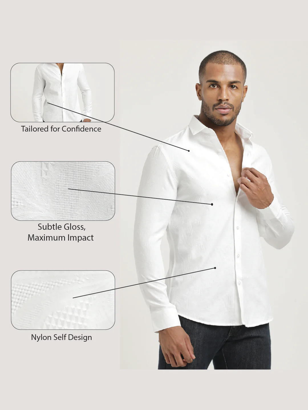 Men Nylon Self-Design Shirt - Image 2