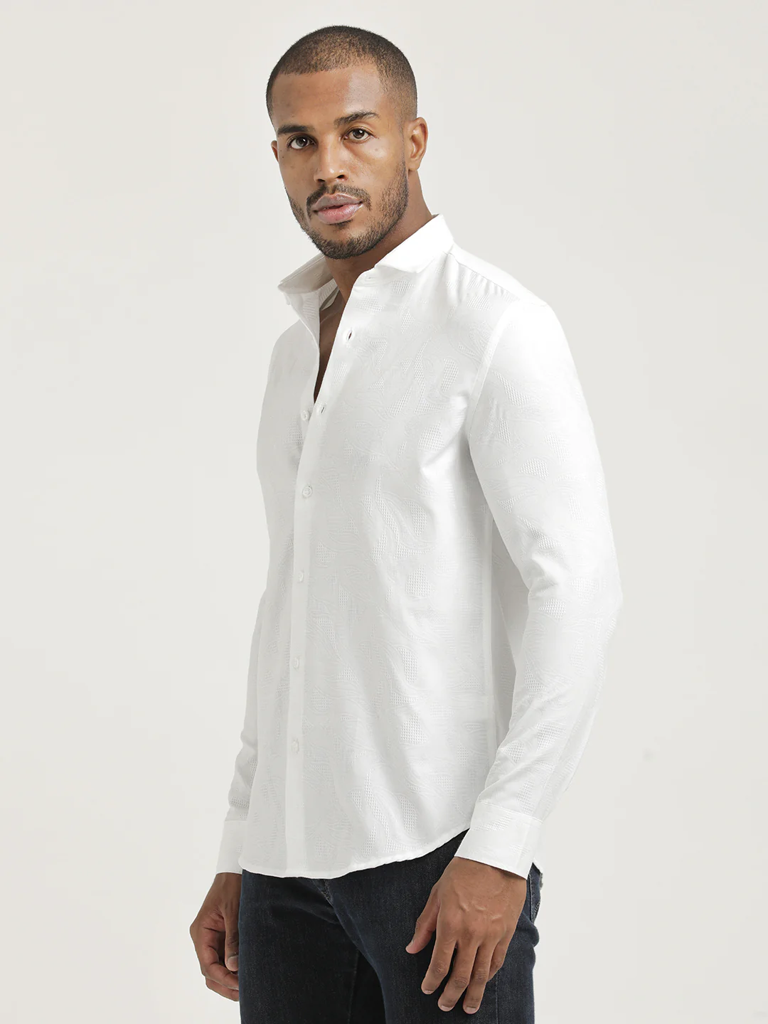 Men Nylon Self-Design Shirt - Image 3