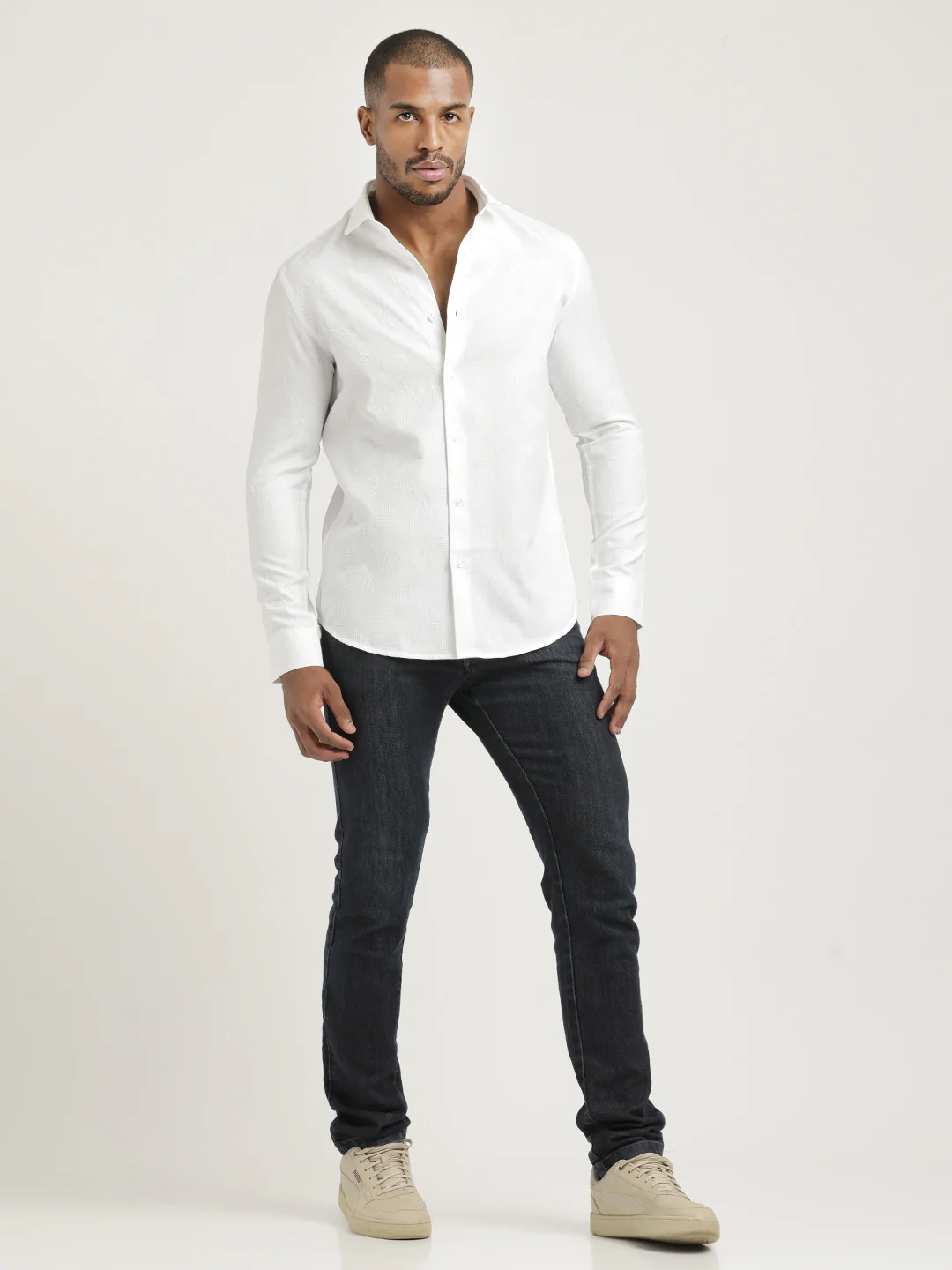 Men Nylon Self-Design Shirt - Image 5