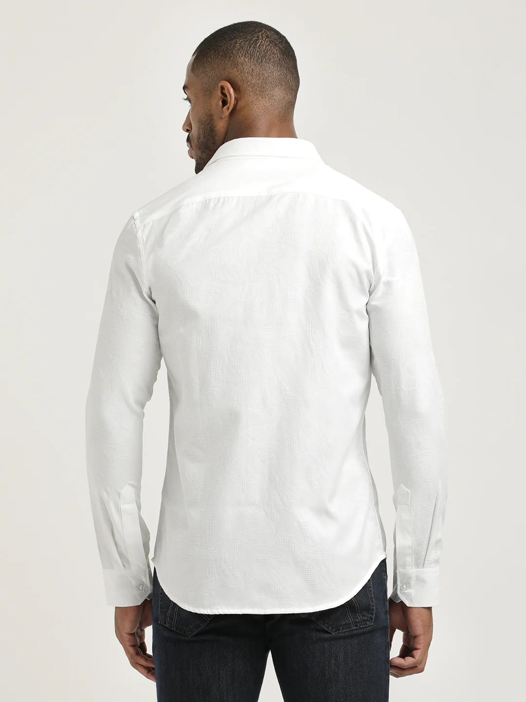 Men Nylon Self-Design Shirt - Image 6