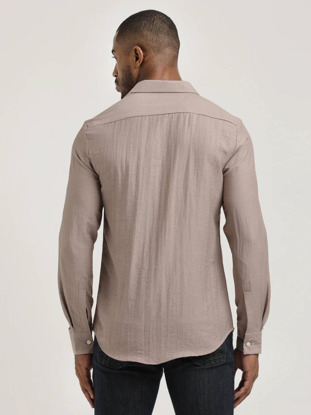 Men Nylon Shirt with Linen Look - Image 3