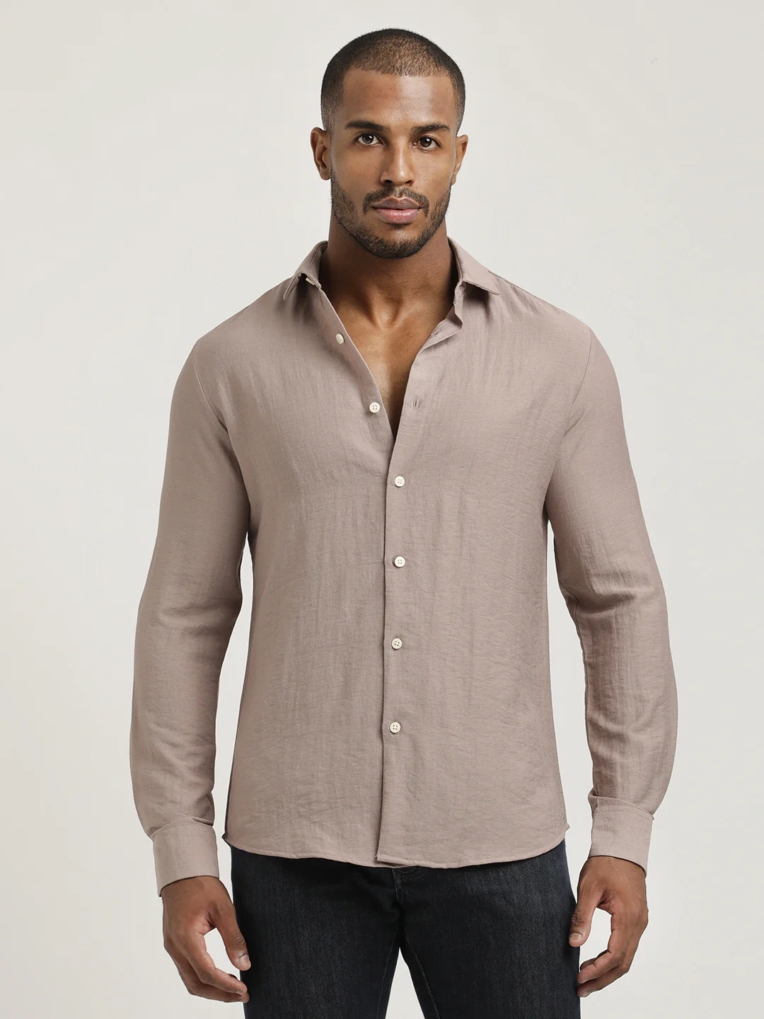 Men Nylon Shirt with Linen Look - Image 4