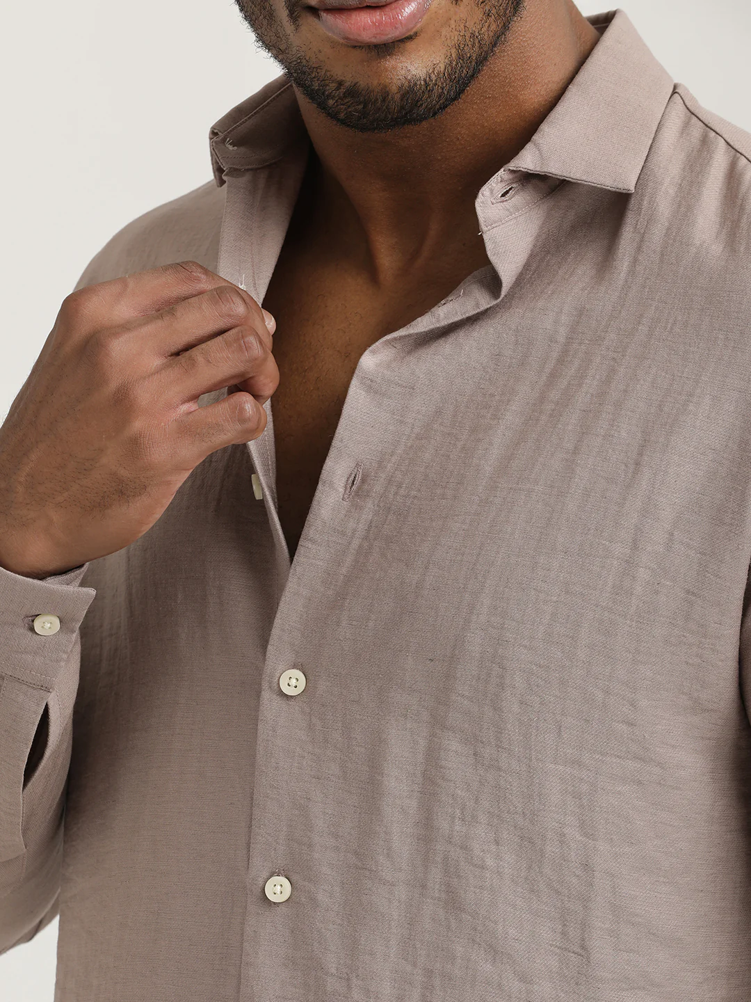 Men Nylon Shirt with Linen Look - Image 5