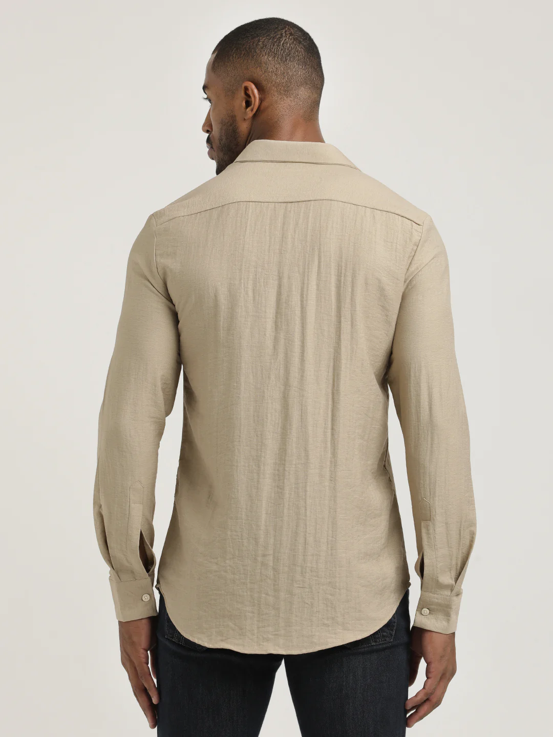 Men Nylon Shirt with Linen Look - Image 6