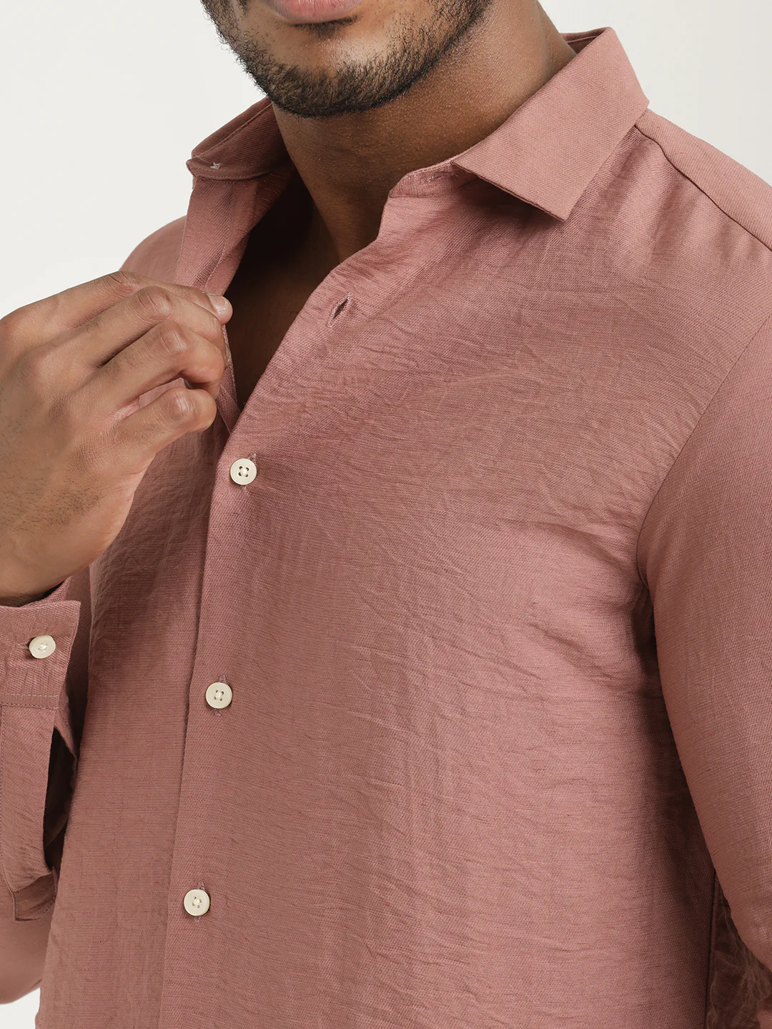 Men Nylon Shirt with Linen Look - Image 5