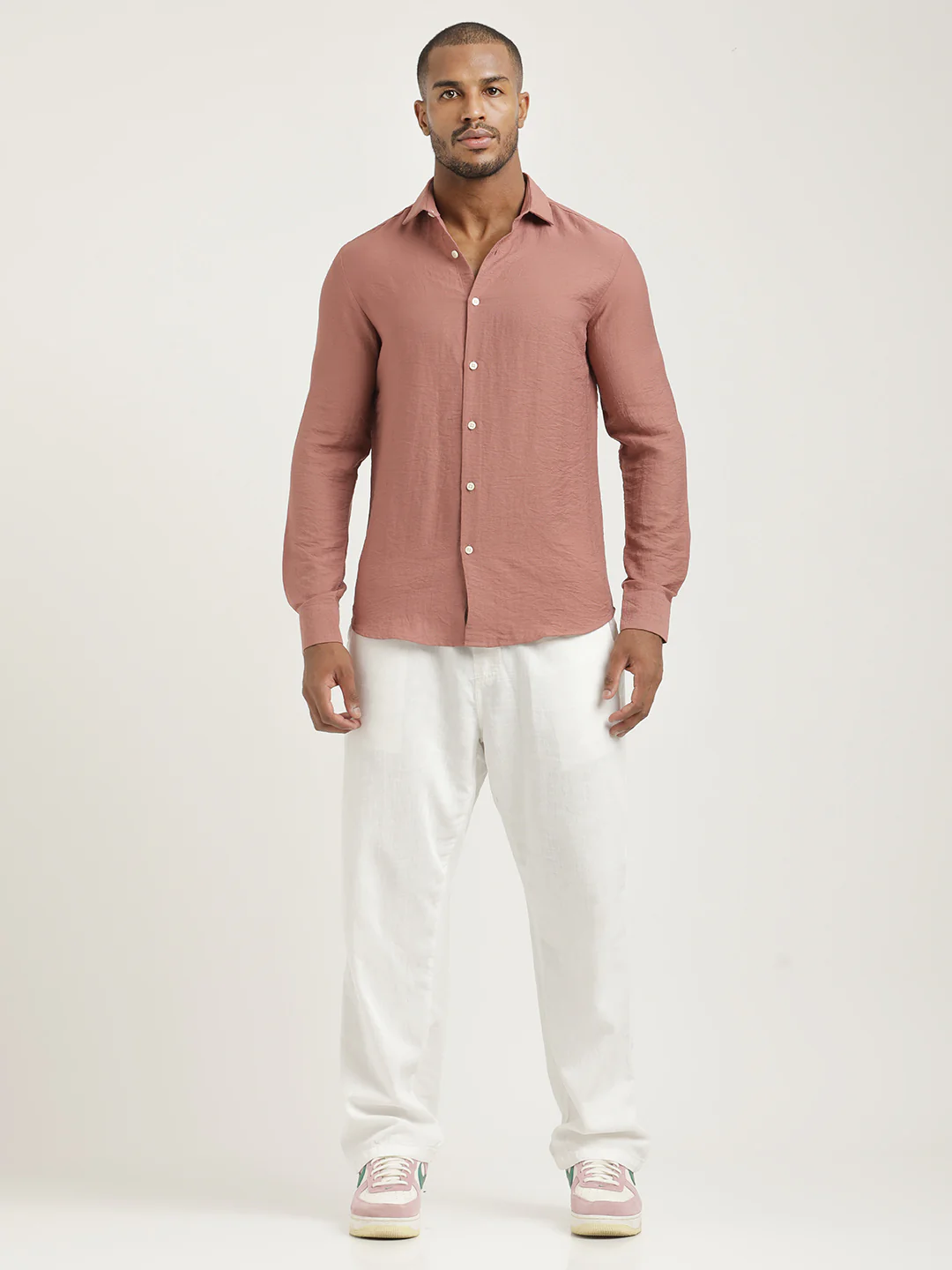 Men Nylon Shirt with Linen Look - Image 6
