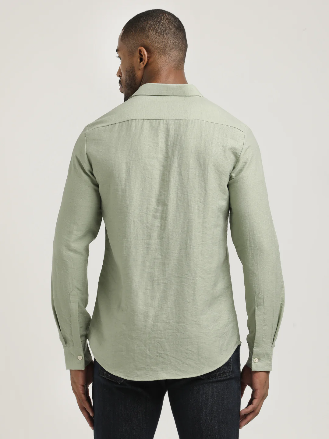 Men Nylon Shirt with Linen Look - Image 6