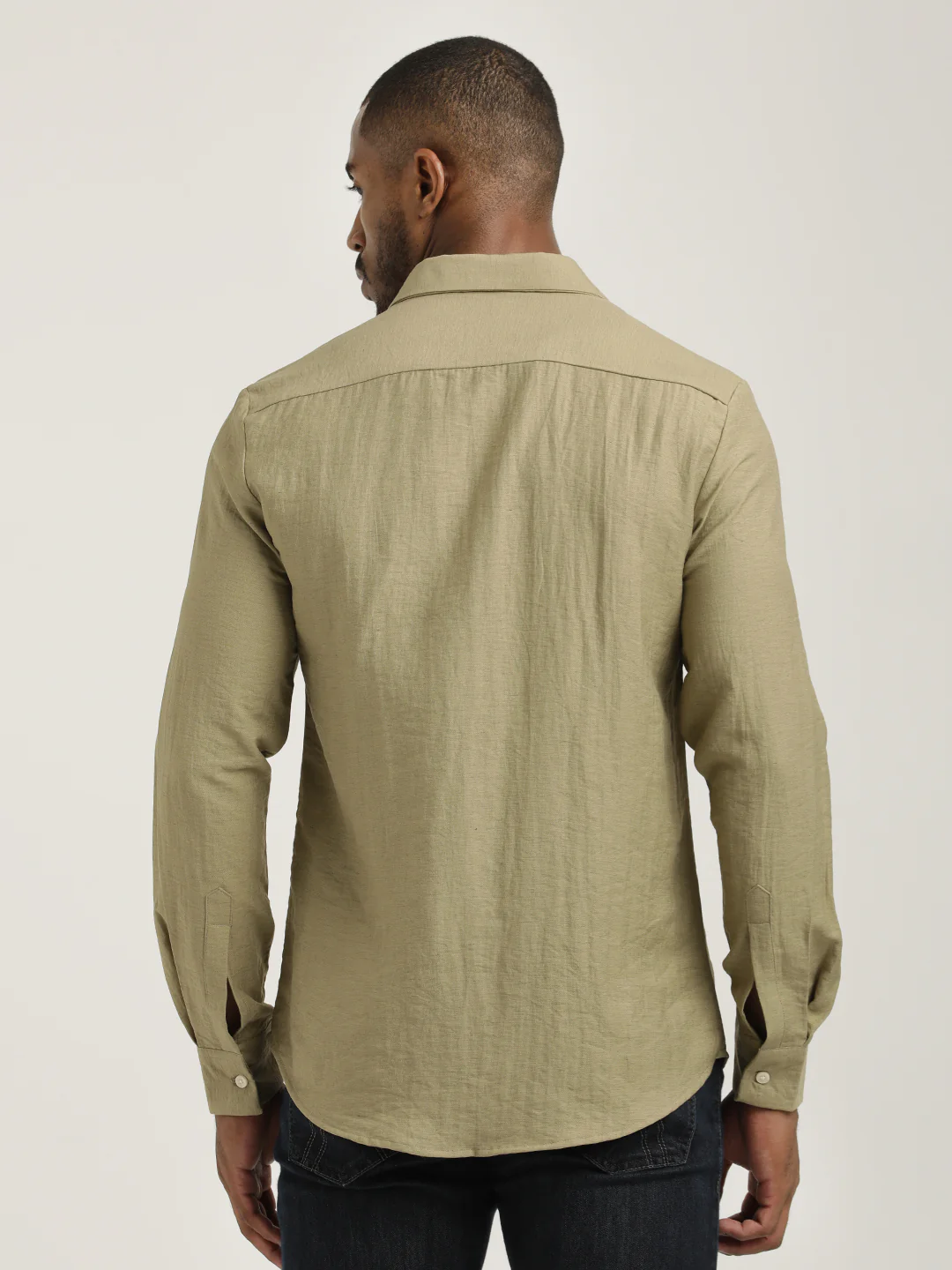 Men Nylon Shirt with Linen Look - Image 3