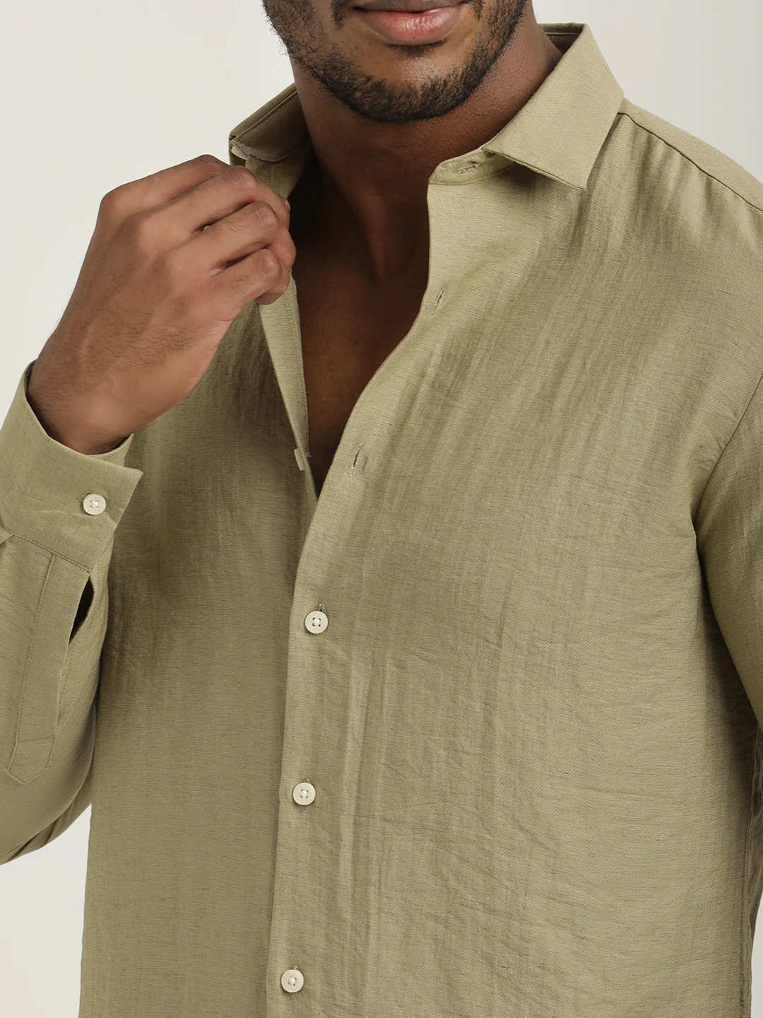 Men Nylon Shirt with Linen Look - Image 5