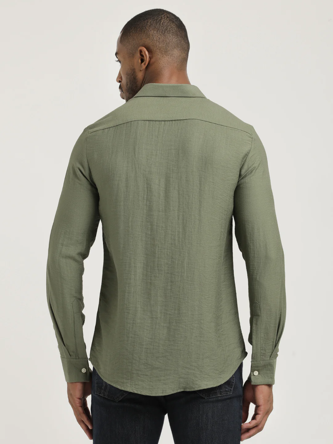 Men Nylon Shirt with Linen Look - Image 3