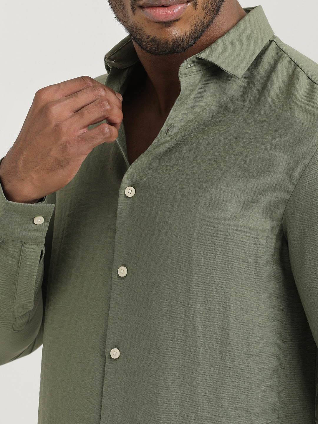 Men Nylon Shirt with Linen Look - Image 5