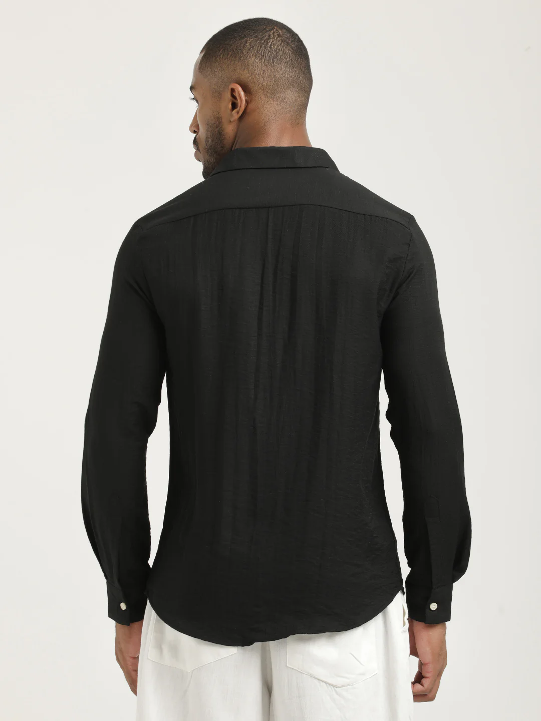 Men Nylon Shirt with Linen Look - Image 3