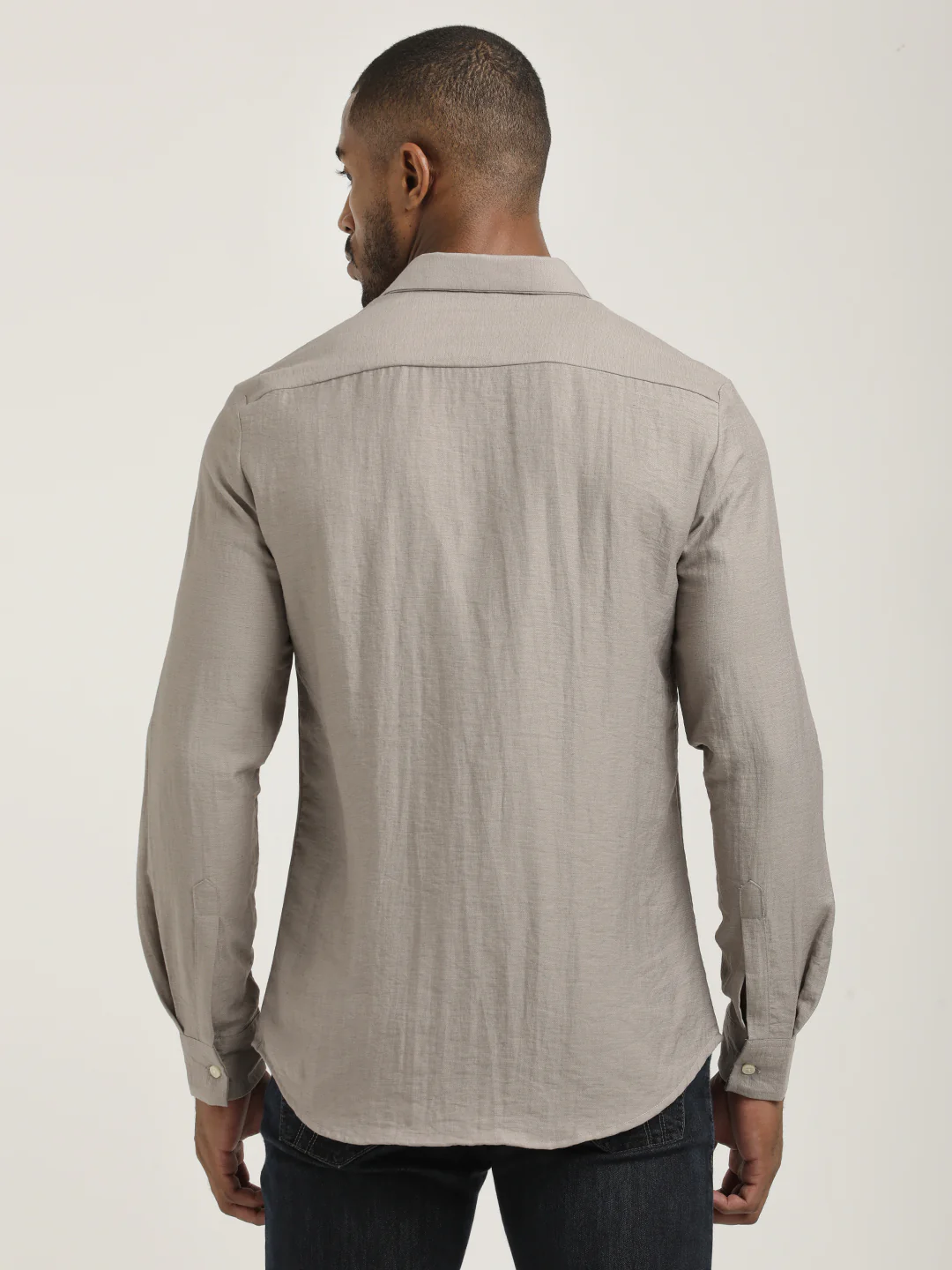 Men Nylon Shirt with Linen Look - Image 3
