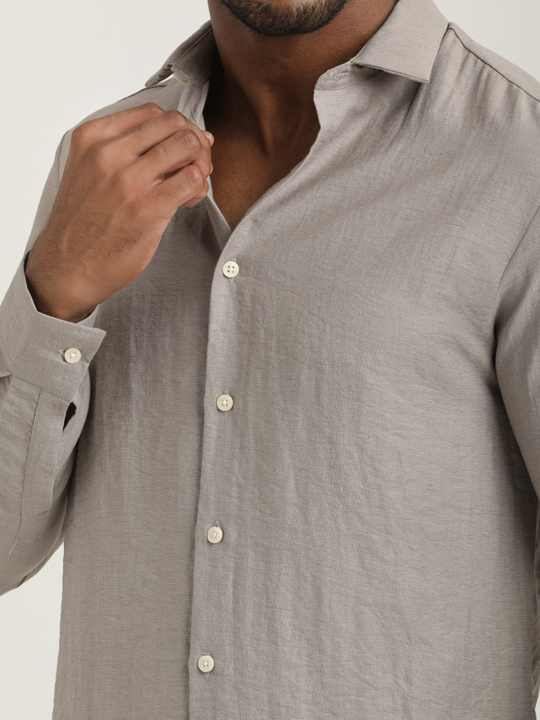 Men Nylon Shirt with Linen Look - Image 5