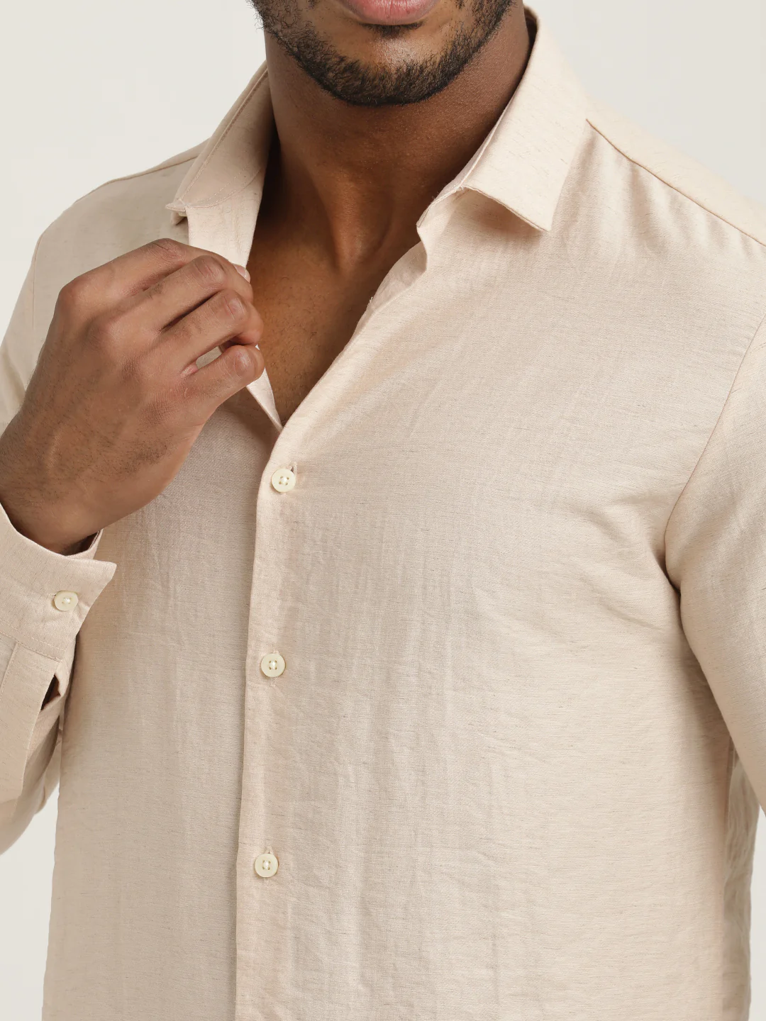 Men Nylon Shirt with Linen Look - Image 5