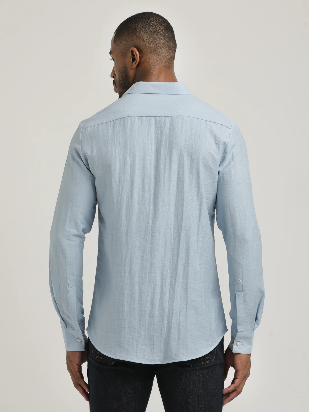 Men Nylon Shirt with Linen Look - Image 3