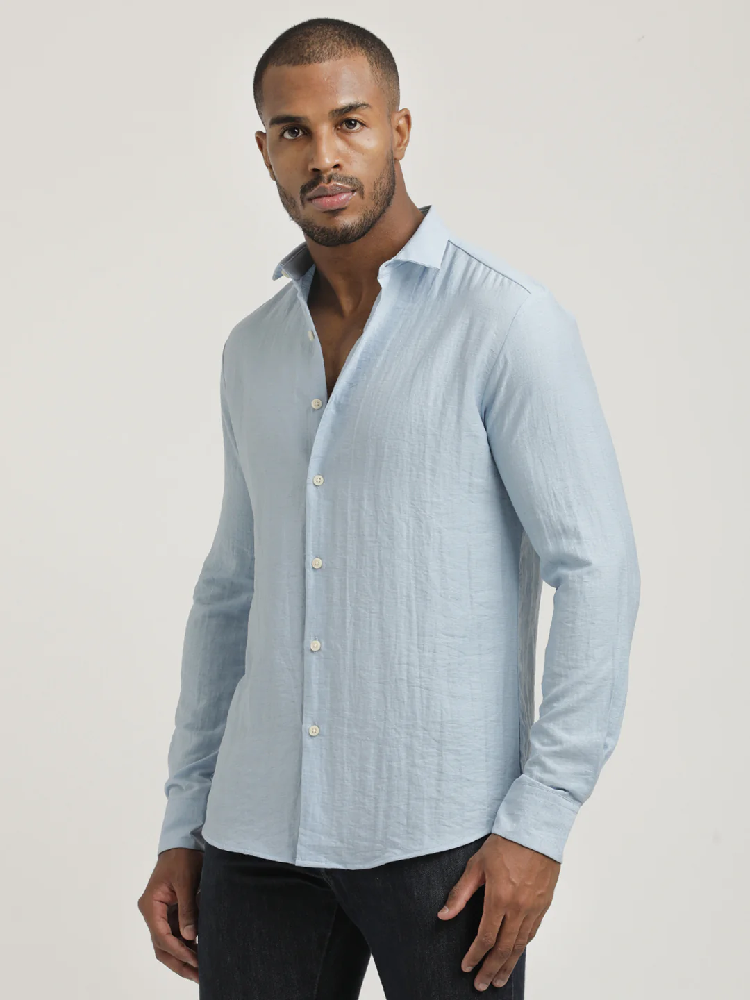 Men Nylon Shirt with Linen Look - Image 4
