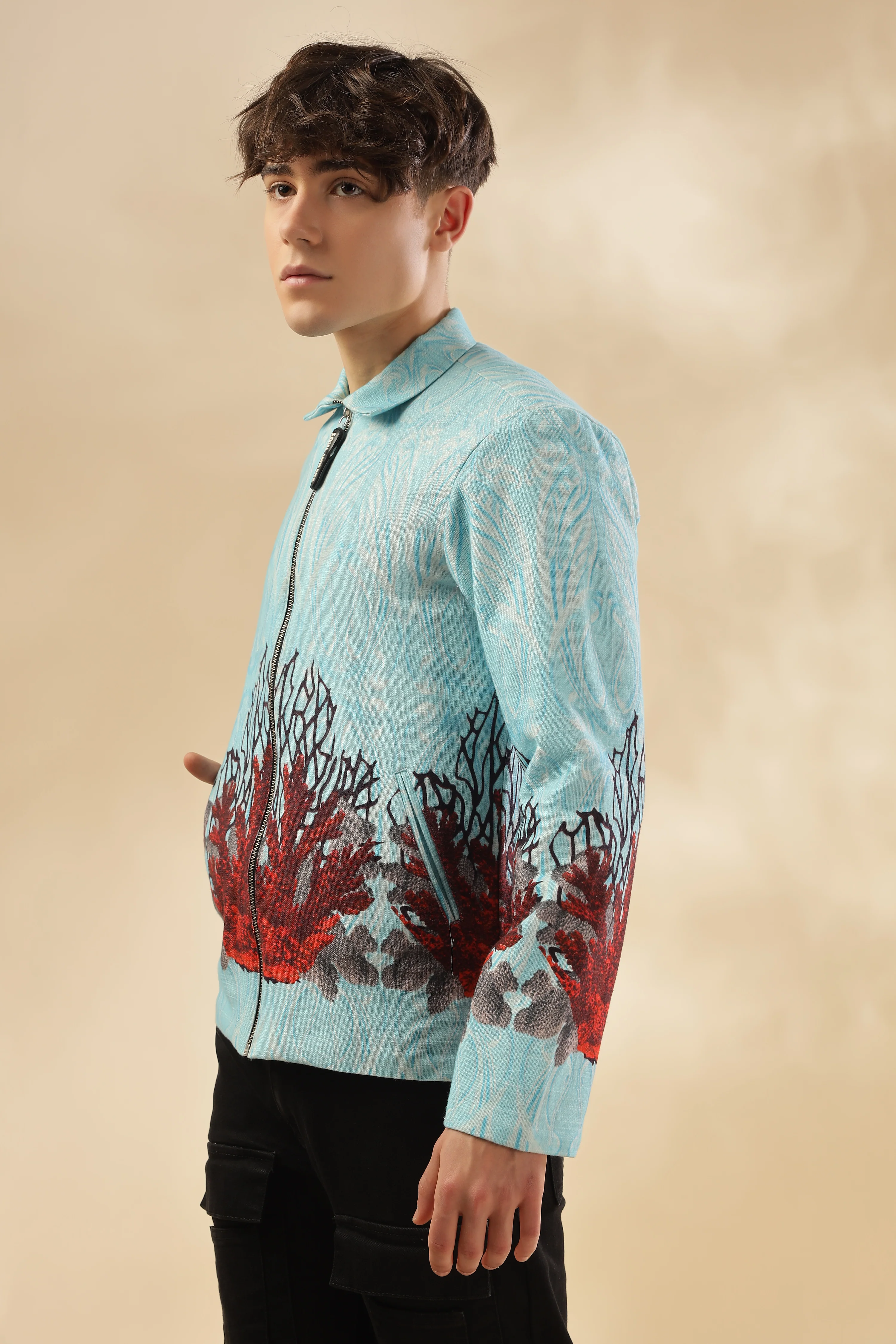 Men 100% Hemp Ocean Bloom Jacket - Image 2