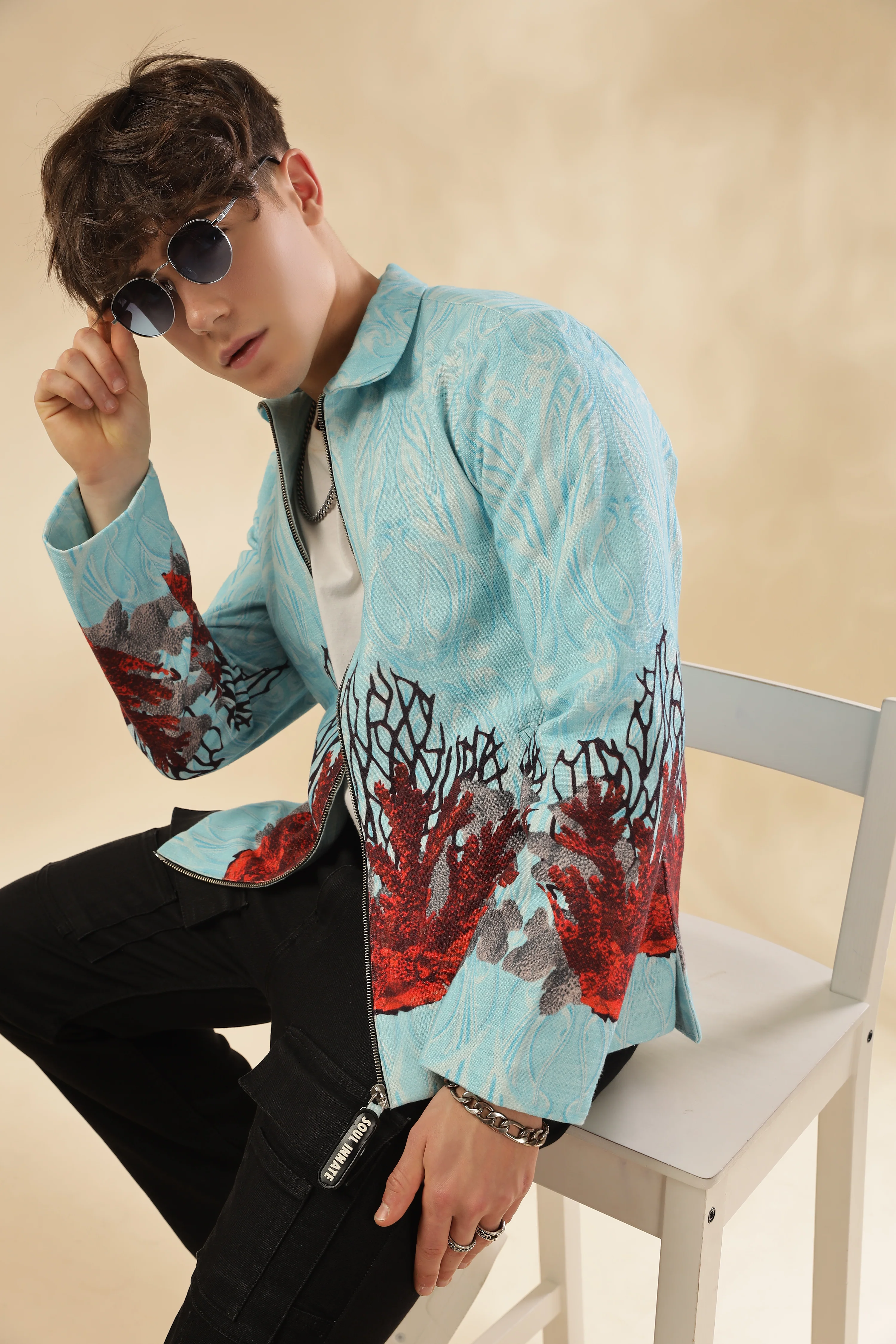 Men 100% Hemp Ocean Bloom Jacket - Image 3