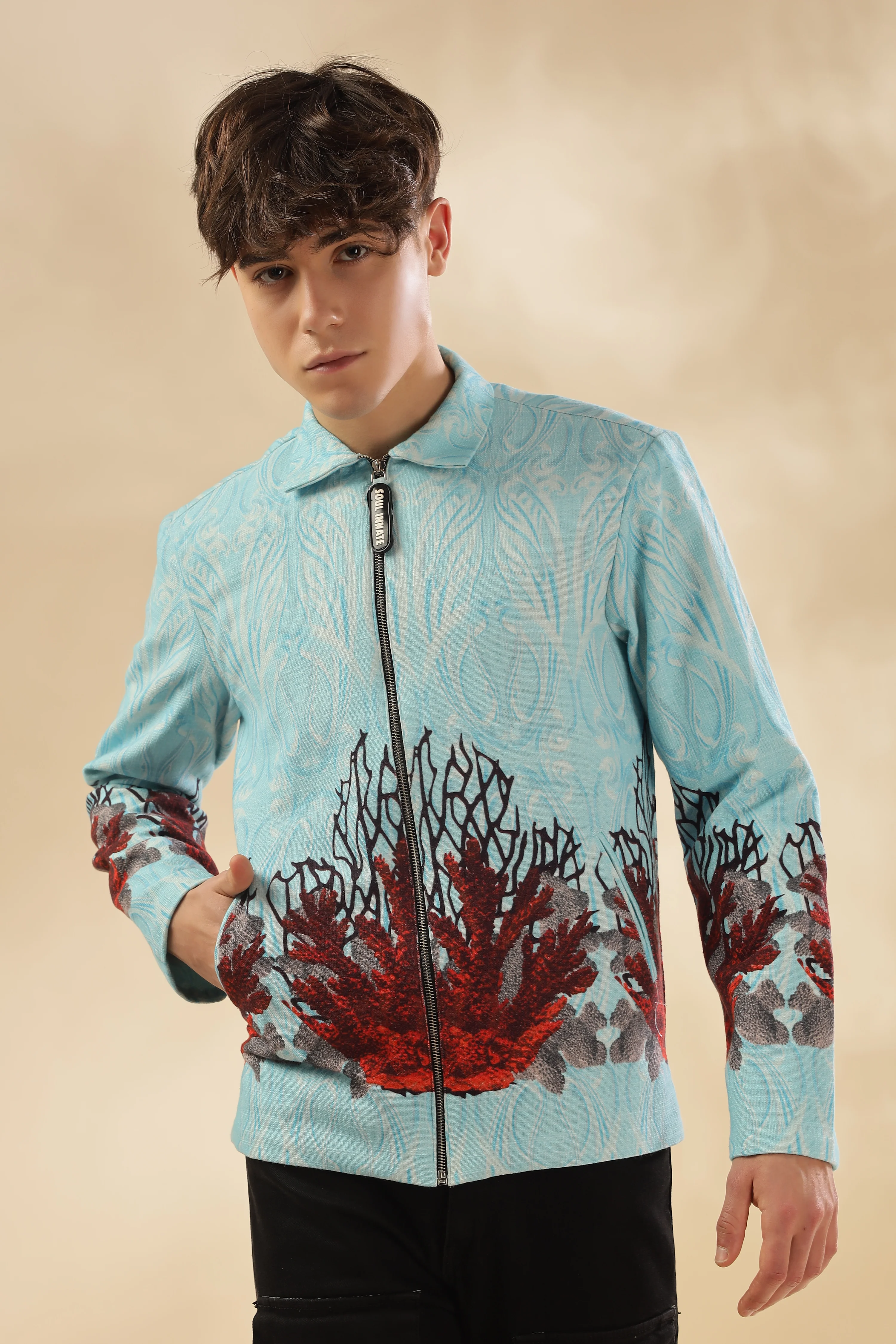 Men 100% Hemp Ocean Bloom Jacket - Image 5